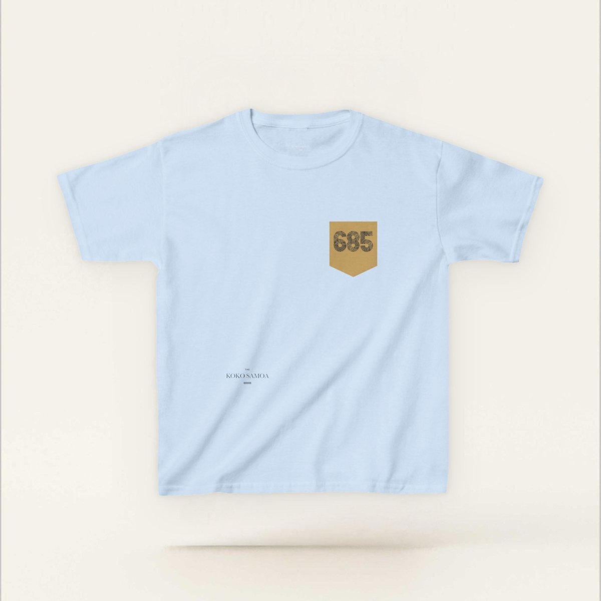 Navy kids unisex T-shirt with pocket by The Print Bar, featuring a comfortable fit and casual style for children.