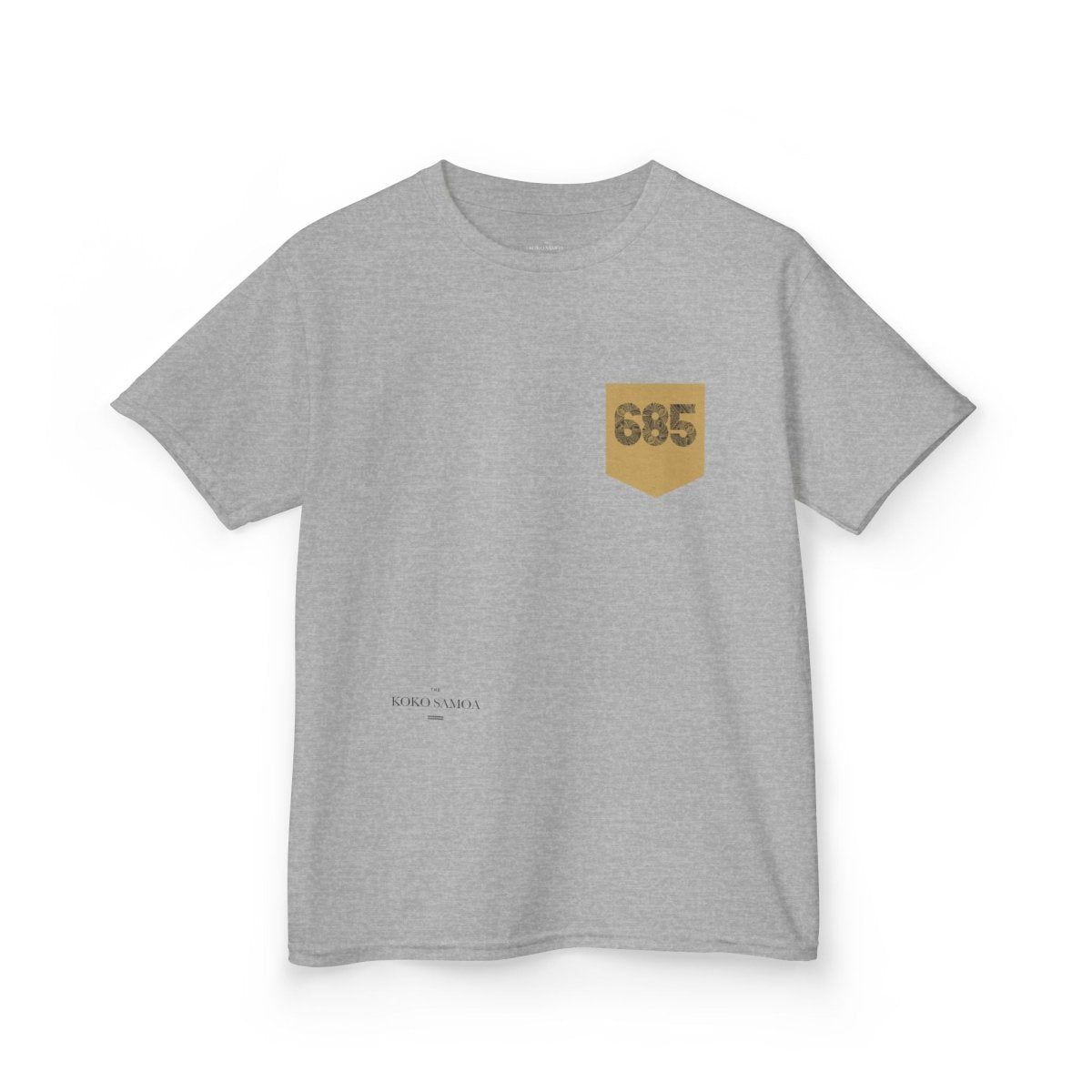 Navy kids unisex tee with a front pocket, made by The Print Bar, designed for children’s casual wear in AU/NZ.