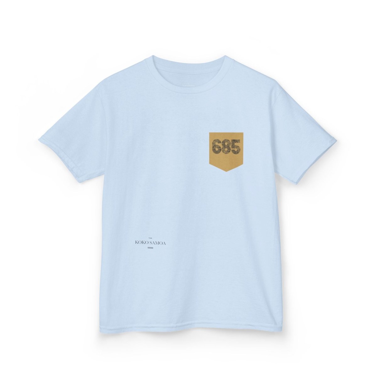 Kids unisex navy T-shirt from The Print Bar with a pocket, suitable for AU/NZ, casual kids' clothing.