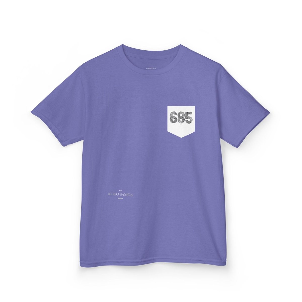 Navy kids unisex T-shirt with a front pocket from The Print Bar, suitable for children, featuring a simple, casual design.
