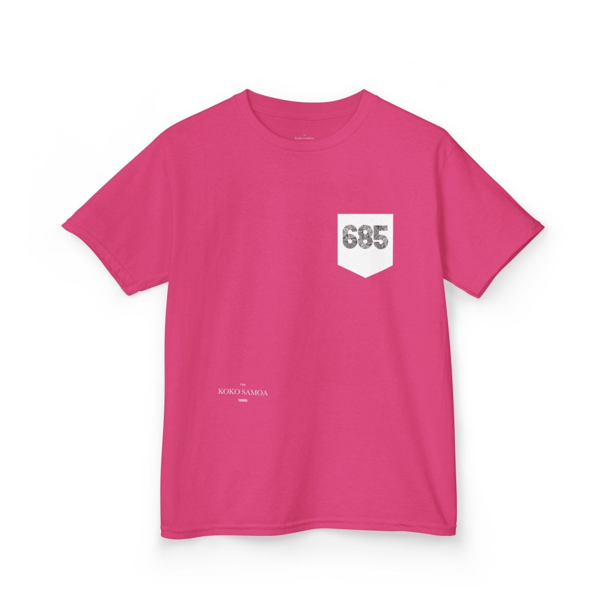 Navy kids unisex T-shirt with pocket by The Print Bar, featuring a casual fit for boys and girls, suitable for AU/NZ sizes.