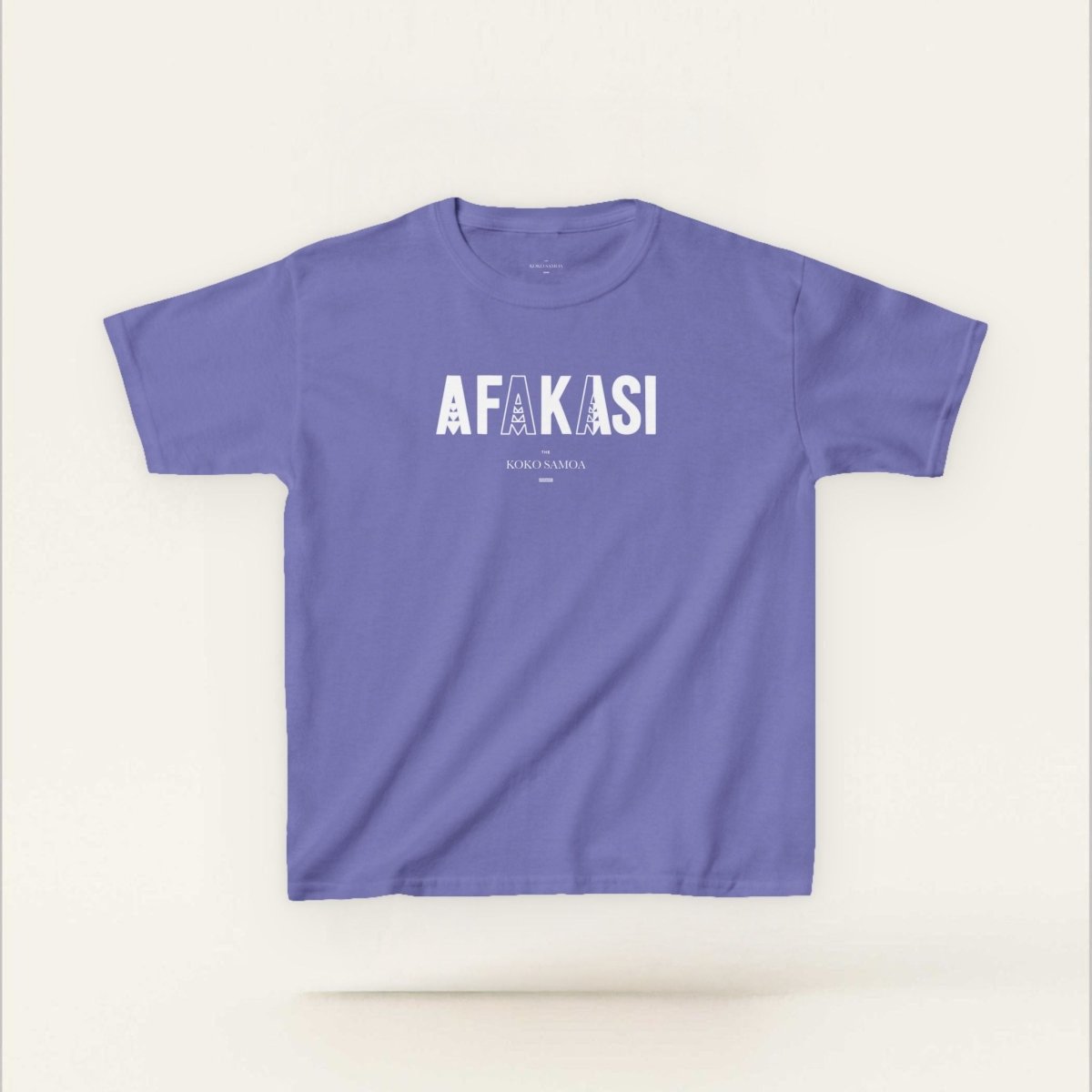 Kids unisex navy T-shirt from The Print Bar featuring the Afakasi design, ideal for children’s casual wear.