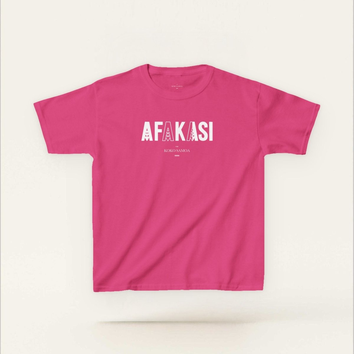 Kids unisex navy tee from The Print Bar featuring the Afakasi design, perfect for casual wear and comfortable kids' clothing.