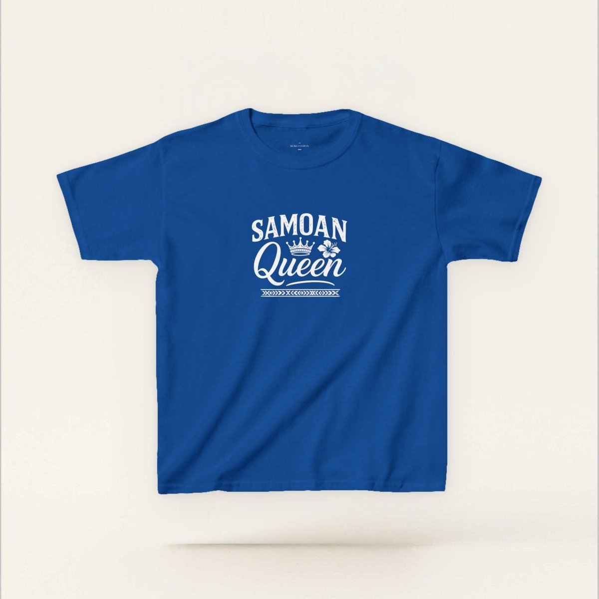 Kids unisex navy tee featuring the Samoan Queen design from The Print Bar, ideal for stylish kids' clothing in AU/NZ.