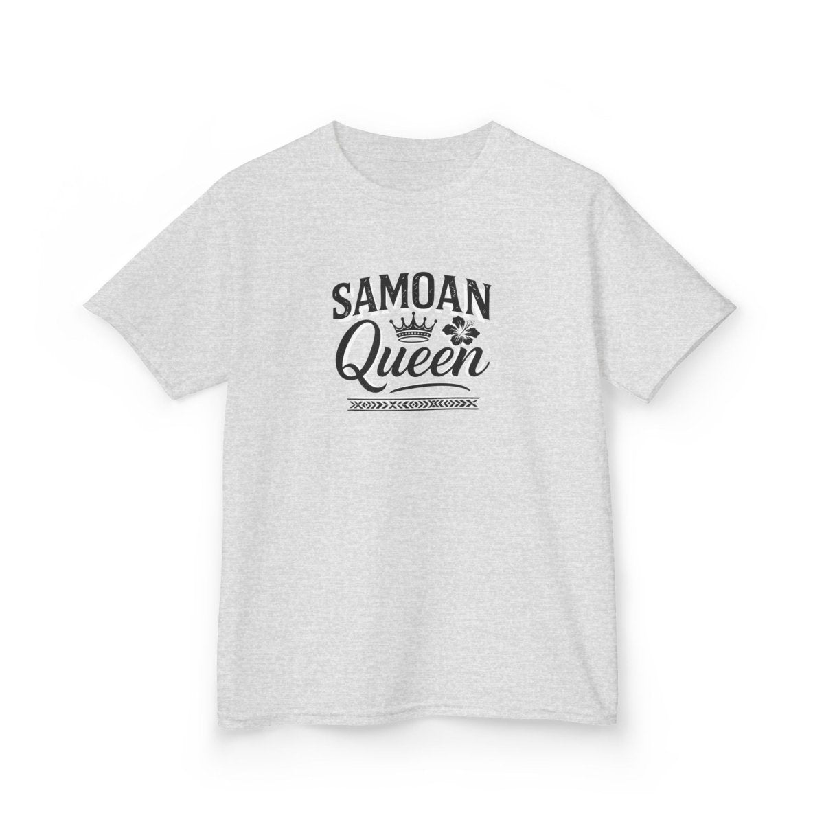 Navy kids unisex tee with Samoan Queen design, made by The Print Bar, perfect for kids' casual wear in AU/NZ.