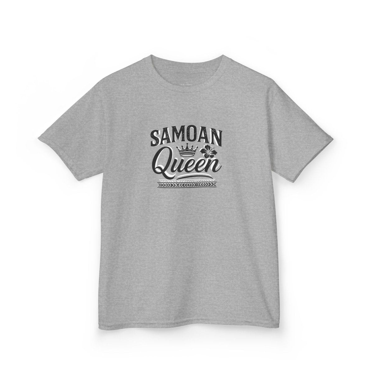 Navy kids unisex tee featuring the Samoan Queen design by The Print Bar, suitable for children in AU/NZ.
