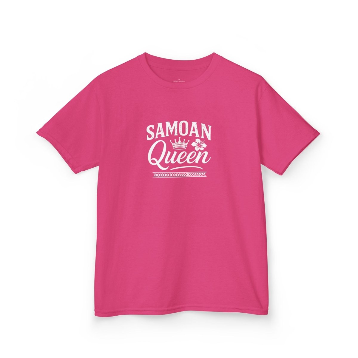 Navy kids unisex T-shirt featuring a Samoan Queen design, made by The Print Bar, suitable for AU/NZ kids clothing.