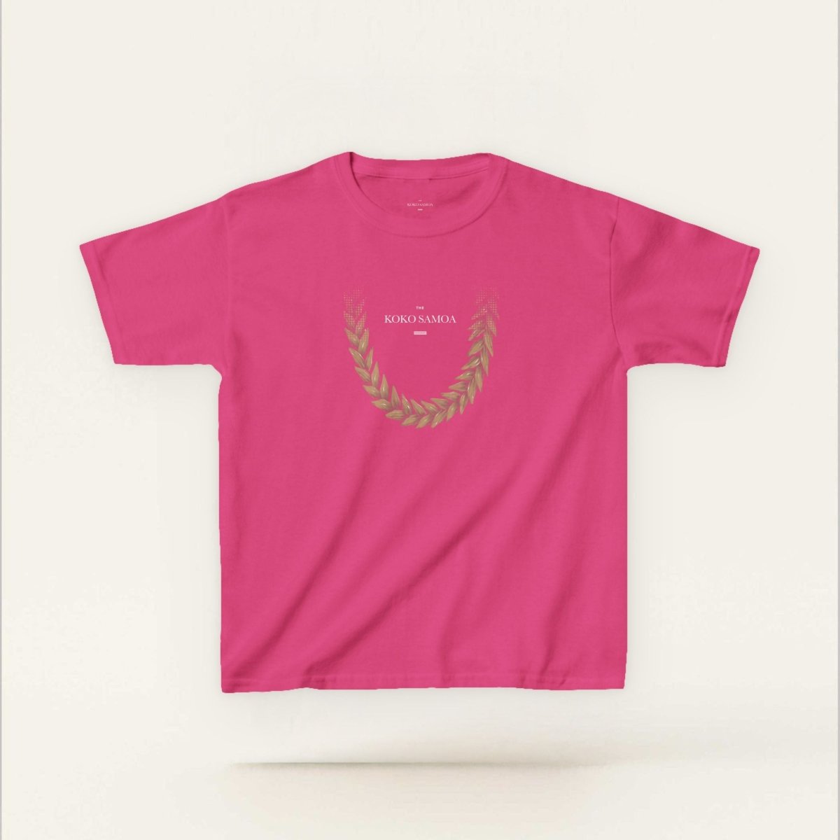 Kids unisex T-shirt by The Print Bar, Ula Fala Brown, casual kids clothing for boys and girls, front view.