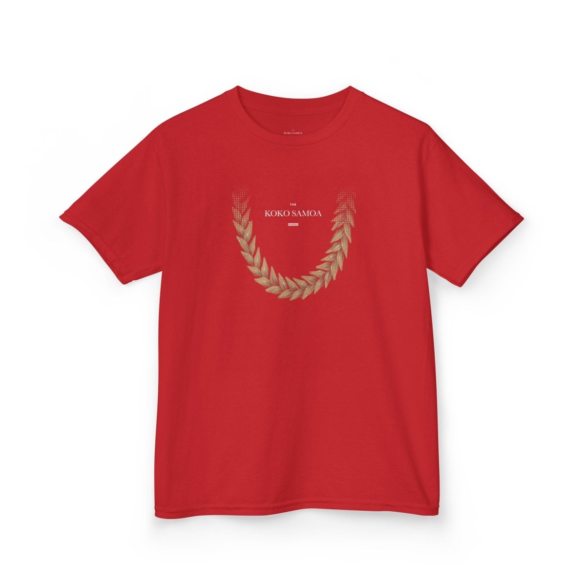 Kids unisex T-shirt by The Print Bar featuring Ula Fala design in brown, young children wearing casual kids' clothes.