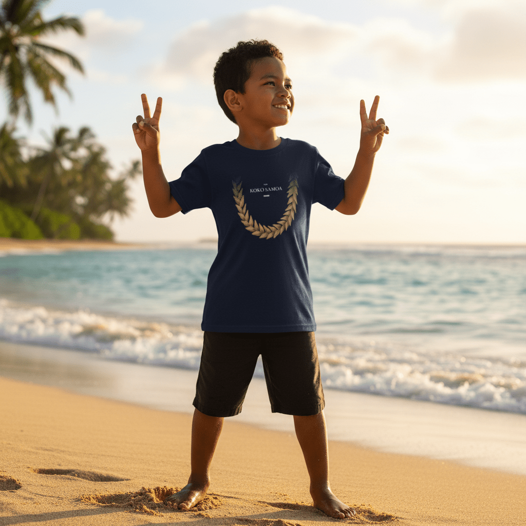 Ula Fala Brown kids tee, The Koko Samoa