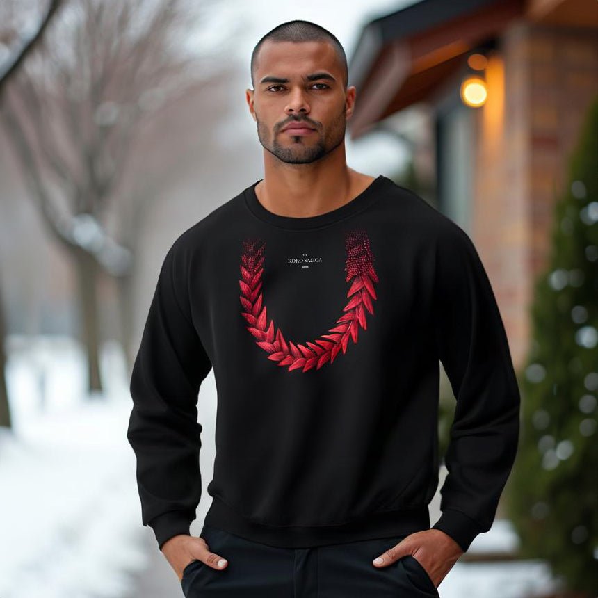 Navy unisex heavy sweatshirt by The Print Bar featuring the Ula Fala design, casual and comfortable apparel for all genders.