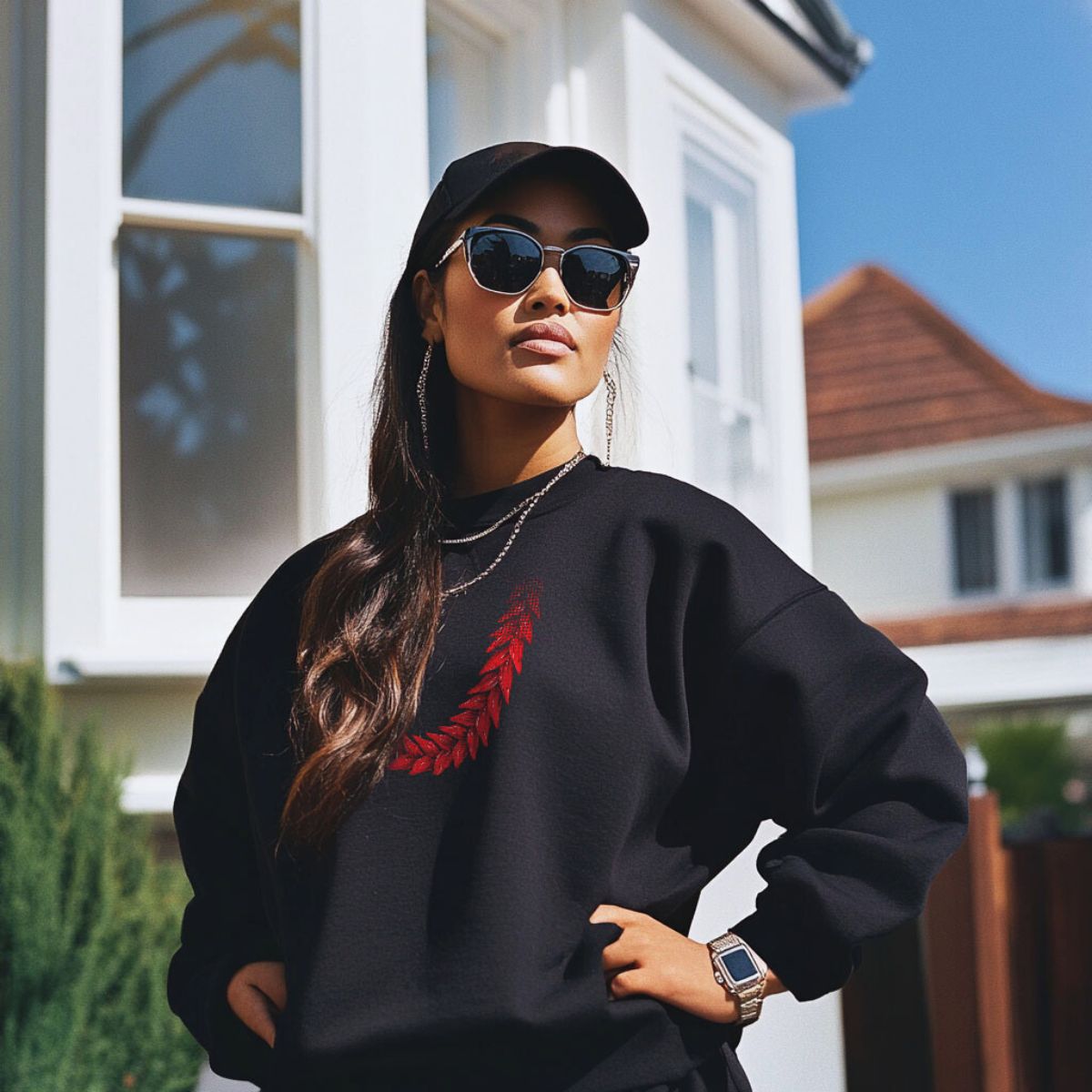 Unisex navy heavy sweatshirt by The Print Bar featuring Ula Fala design, casual and comfortable for everyday wear.