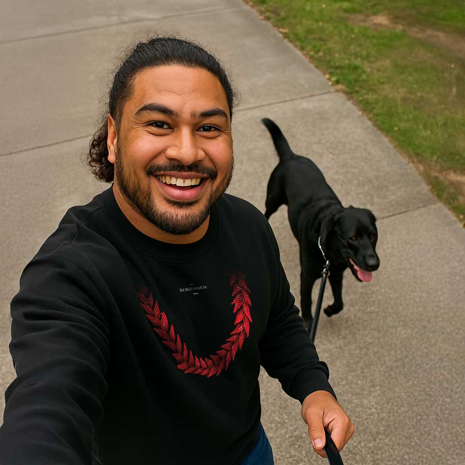 Navy unisex heavy sweatshirt by Monster Digital featuring the Ula Fala print, casual and comfortable apparel for men and women.