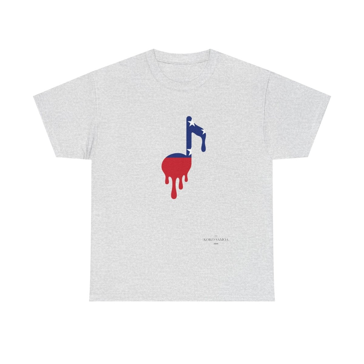 Unisex heavy tee by The Print Bar featuring a Samoan note print on ash fabric, casual unisex T-shirt for everyday wear.