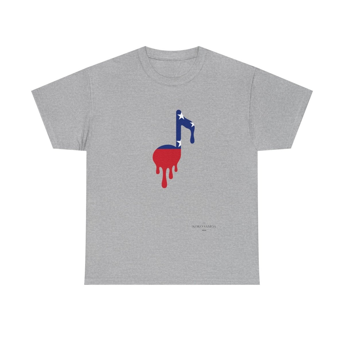 Unisex heavy T-shirt by The Print Bar featuring Samoan note design in ash color, casual fit, for men and women.