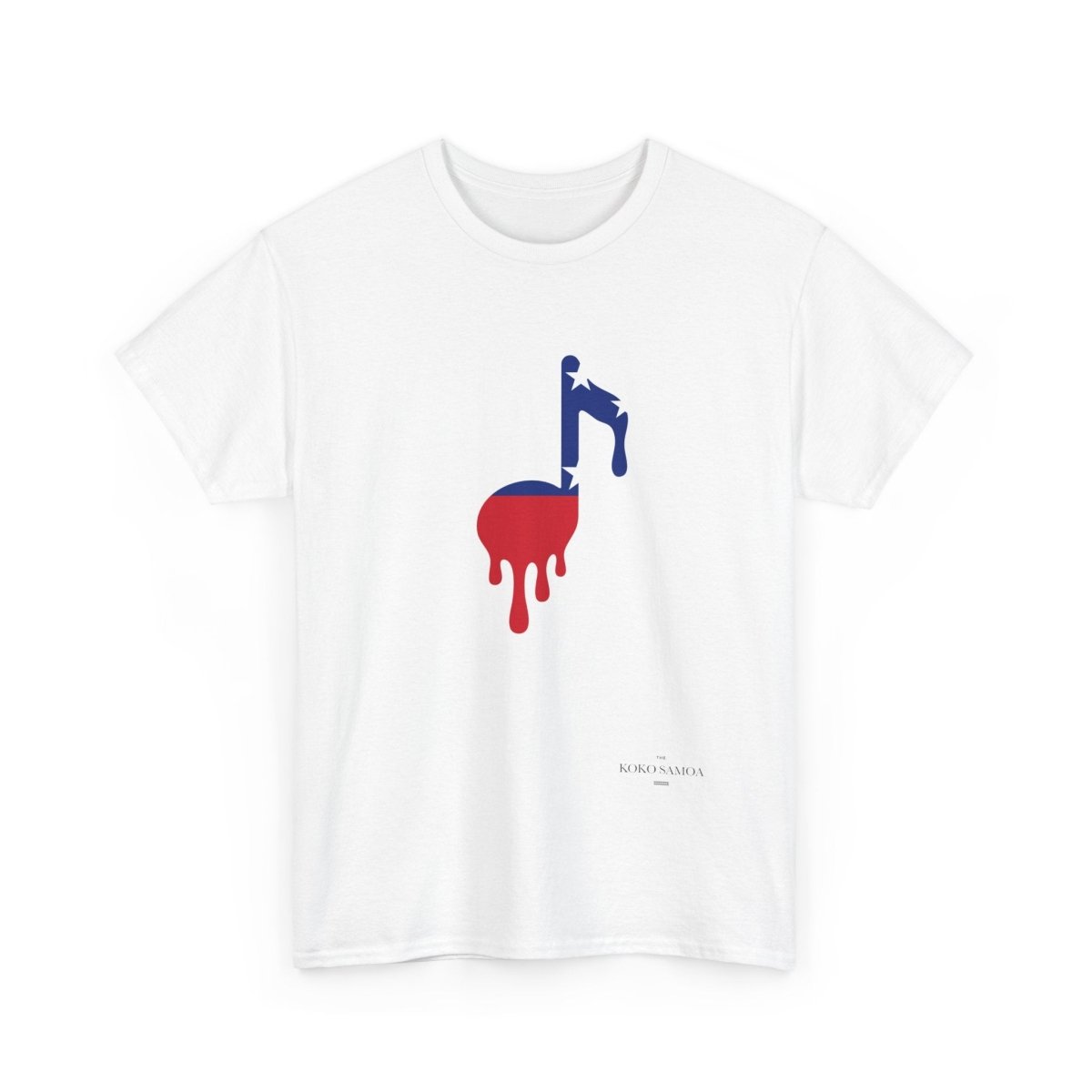 Unisex heavy T-shirt by The Print Bar in ash color featuring a Samoan note design, suitable for AU/NZ sizes.