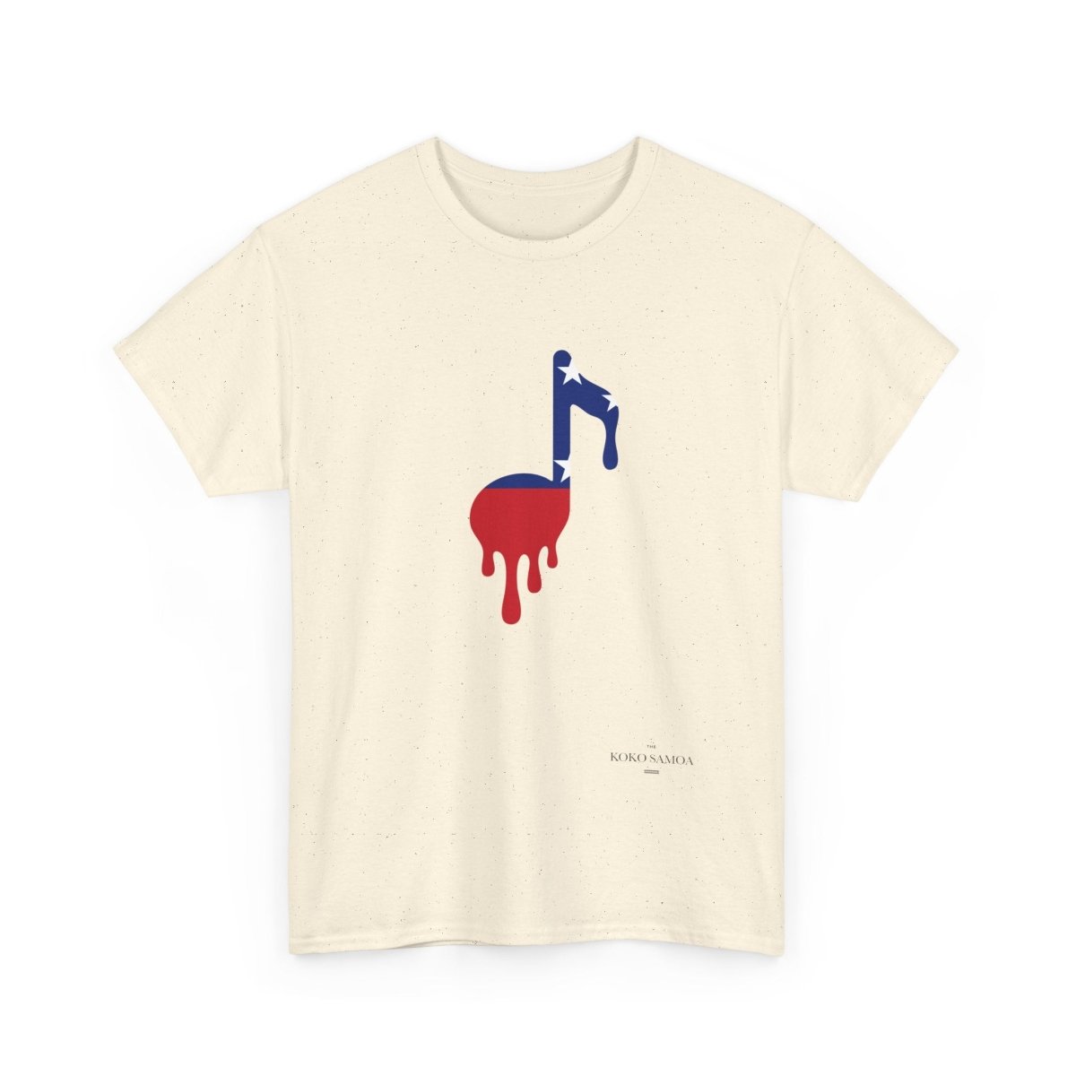 Unisex heavy T-shirt by The Print Bar featuring Samoan Note design in ash color, showcasing the front view of the tee.