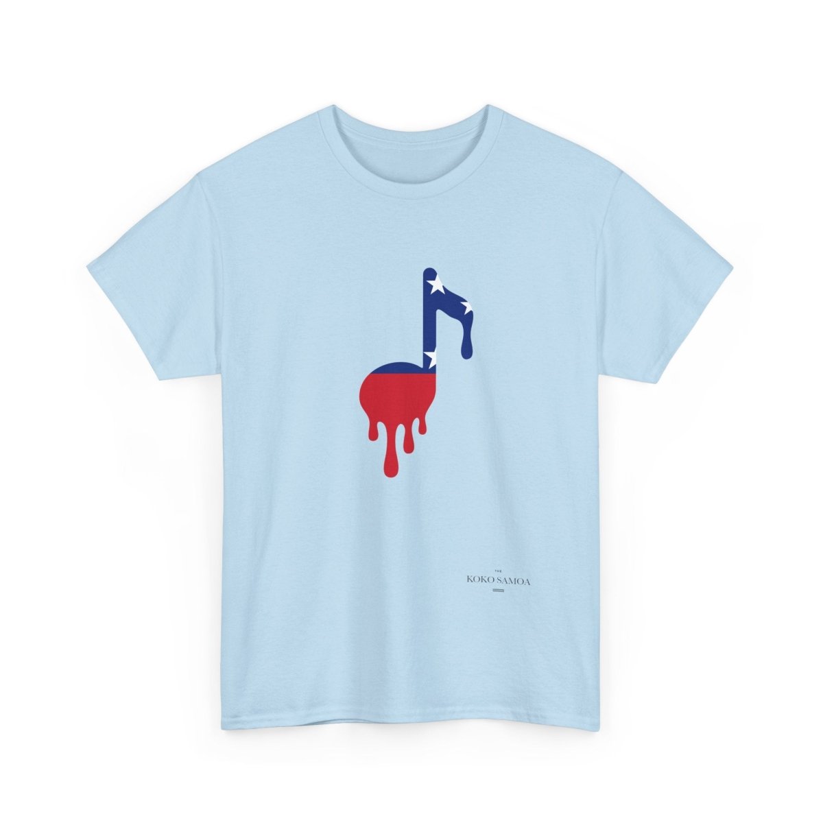 Unisex heavy tee by The Print Bar featuring Samoan note design on ash-colored fabric, casual and comfortable unisex style.