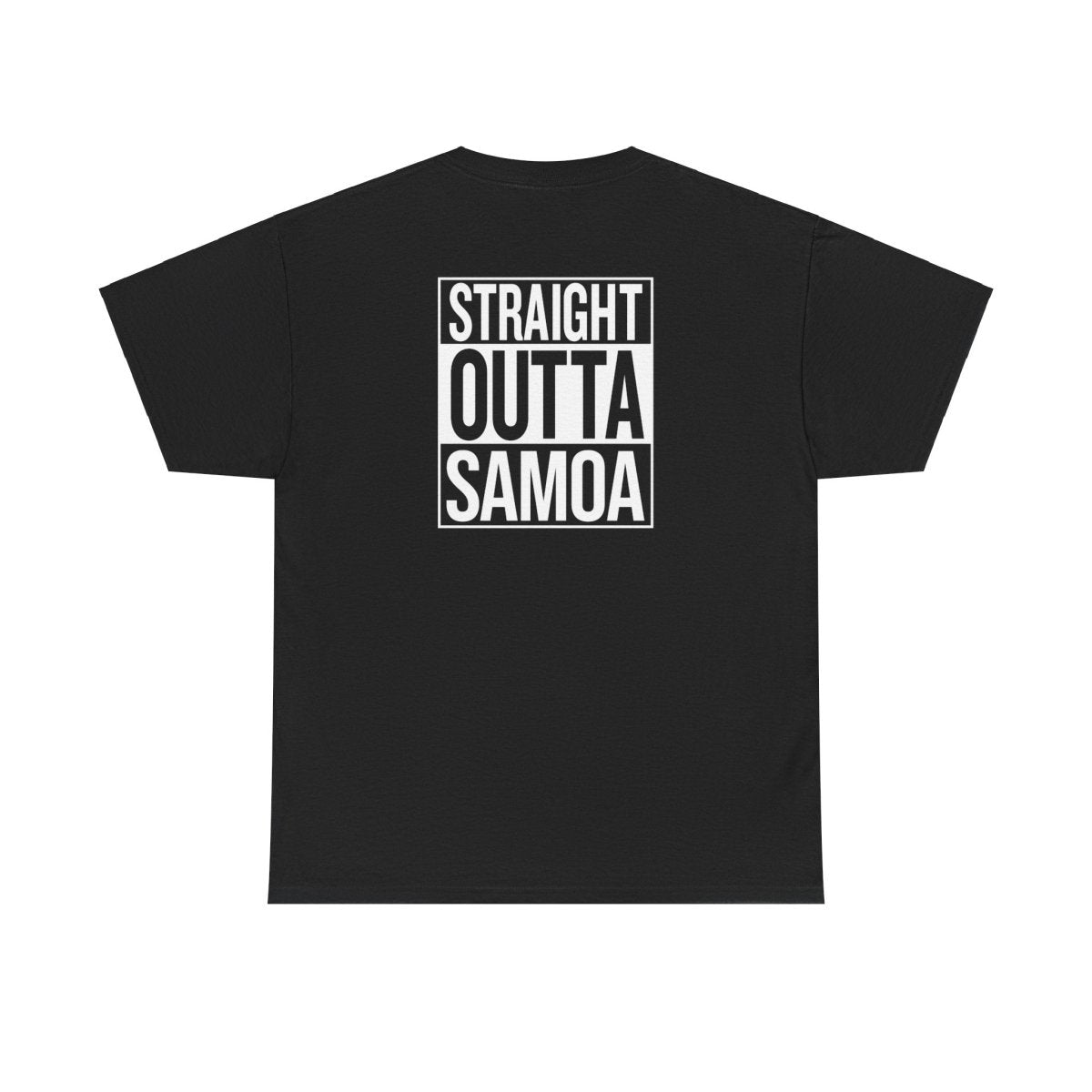 Black heavy unisex tee with the Straight Outta Samoa print, The Koko Samoa