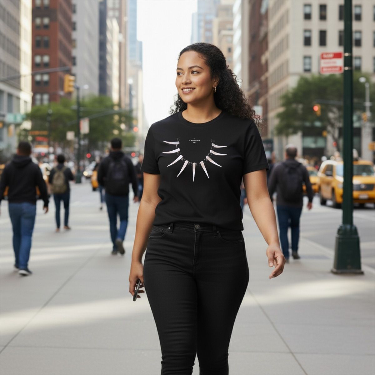 Black unisex heavy tee by Monster Digital featuring Ula Nifo print, designed for comfortable, casual wear.