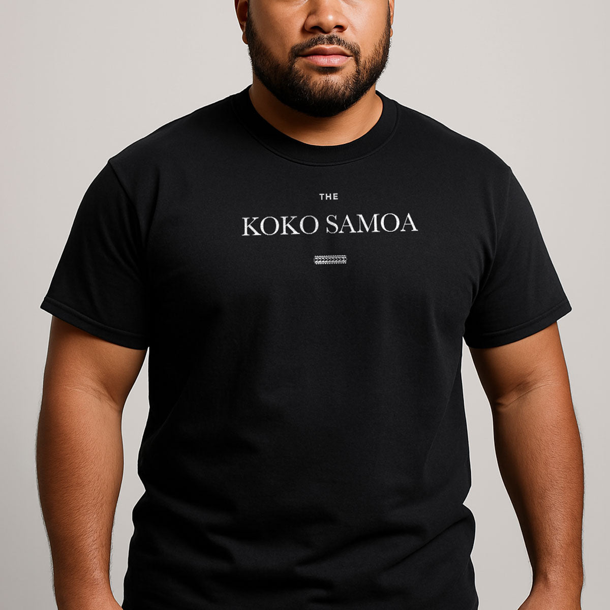 Black heavy unisex tee with the The Brand Classic print, The Koko Samoa