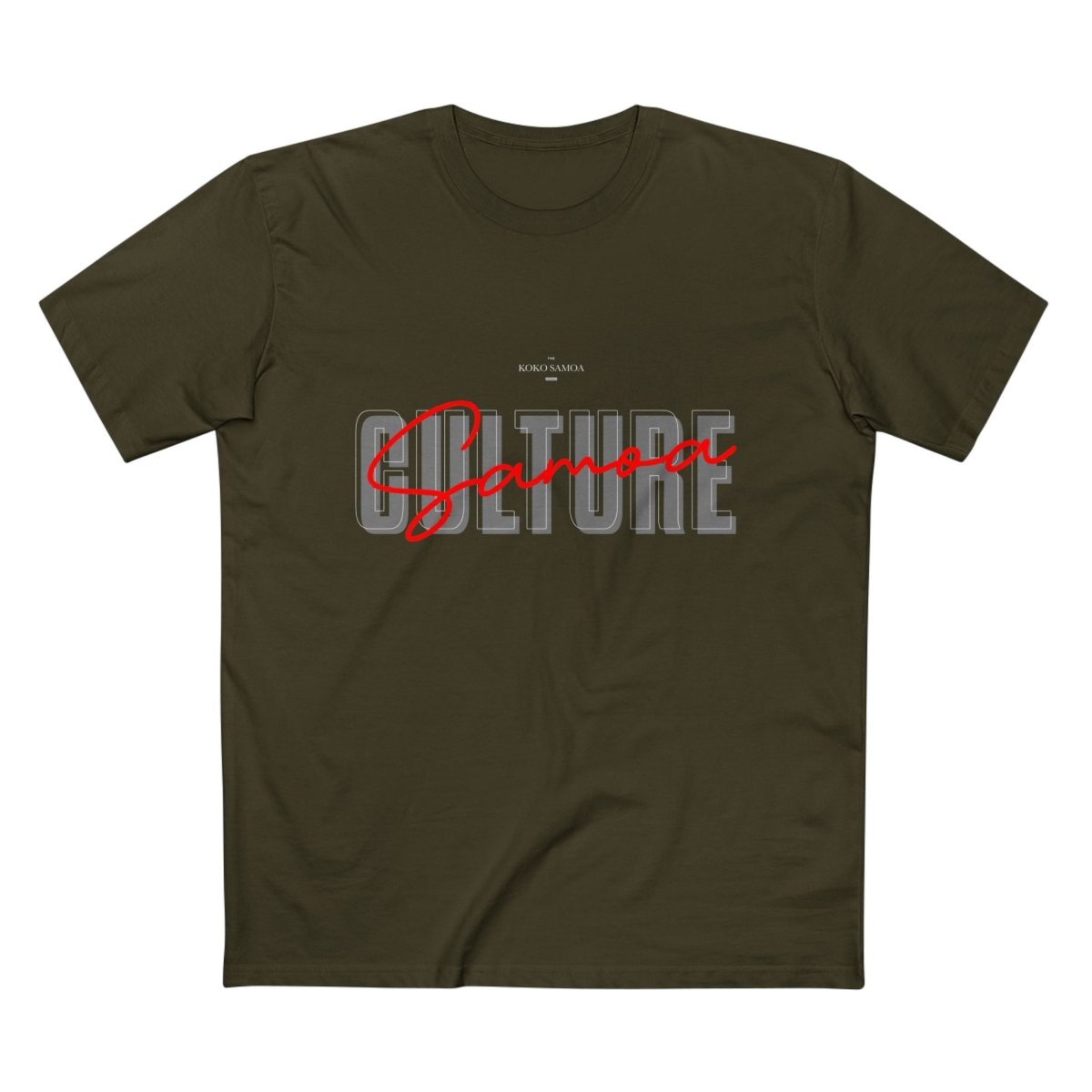 Soft unisex Samoa Culture tee by The Print Bar, featuring a comfortable fit and vibrant design, in army green color.
