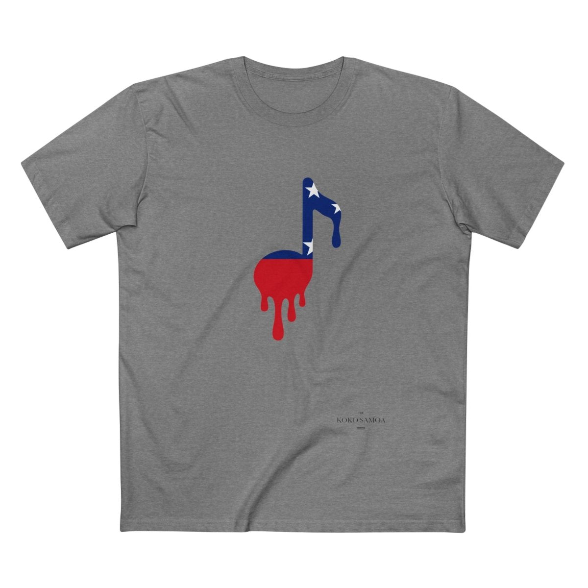 Unisex soft tee from The Print Bar featuring Samoan note design in athletic heather fabric, available in XS size for AU/NZ.