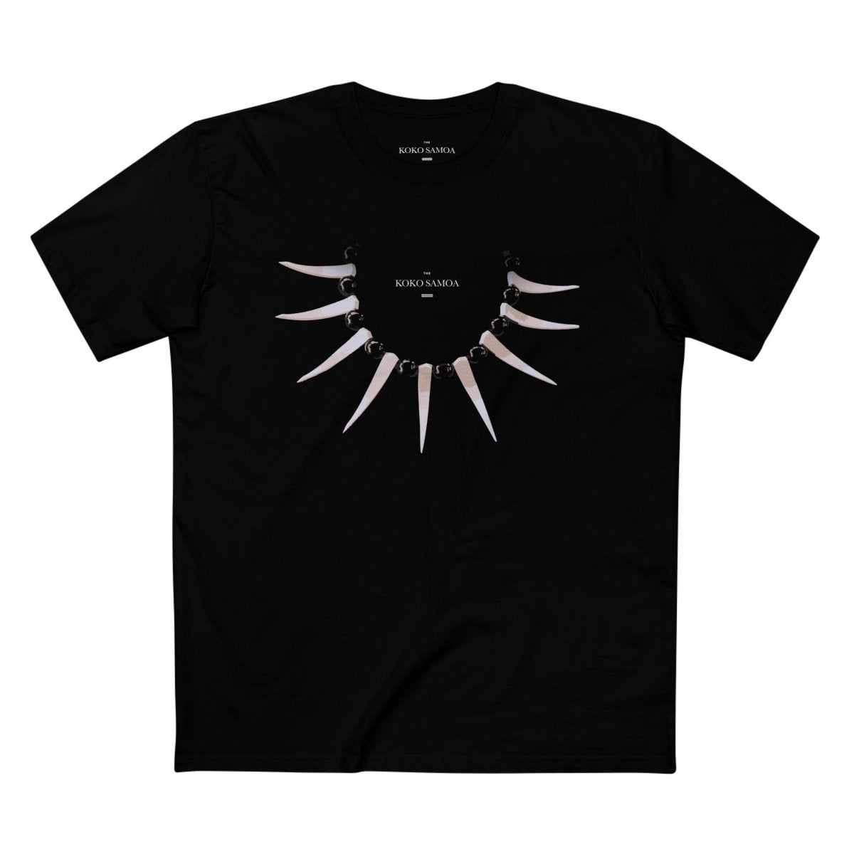 Black soft unisex tee with the Ula Nifo print, The Koko Samoa