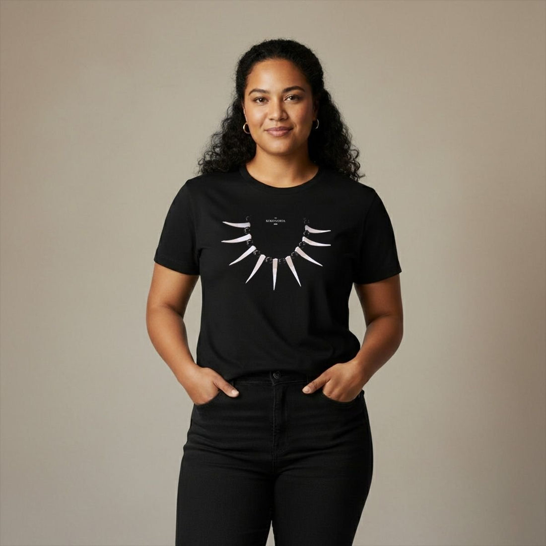Black unisex Heavy Tee by Monster Digital featuring Ula Nifo print, soft fabric, casual fit, suitable for both men and women.
