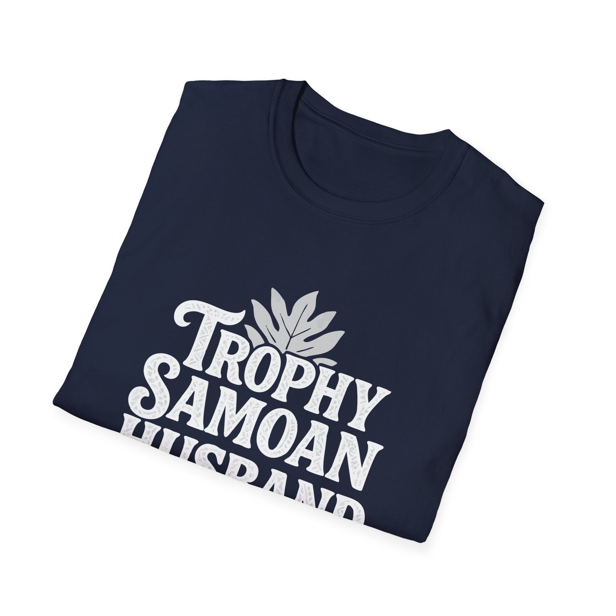 Charcoal unisex soft men's tee by The Print Bar featuring a Trophy Samoan Husband design, ideal for casual wear in AU/NZ.