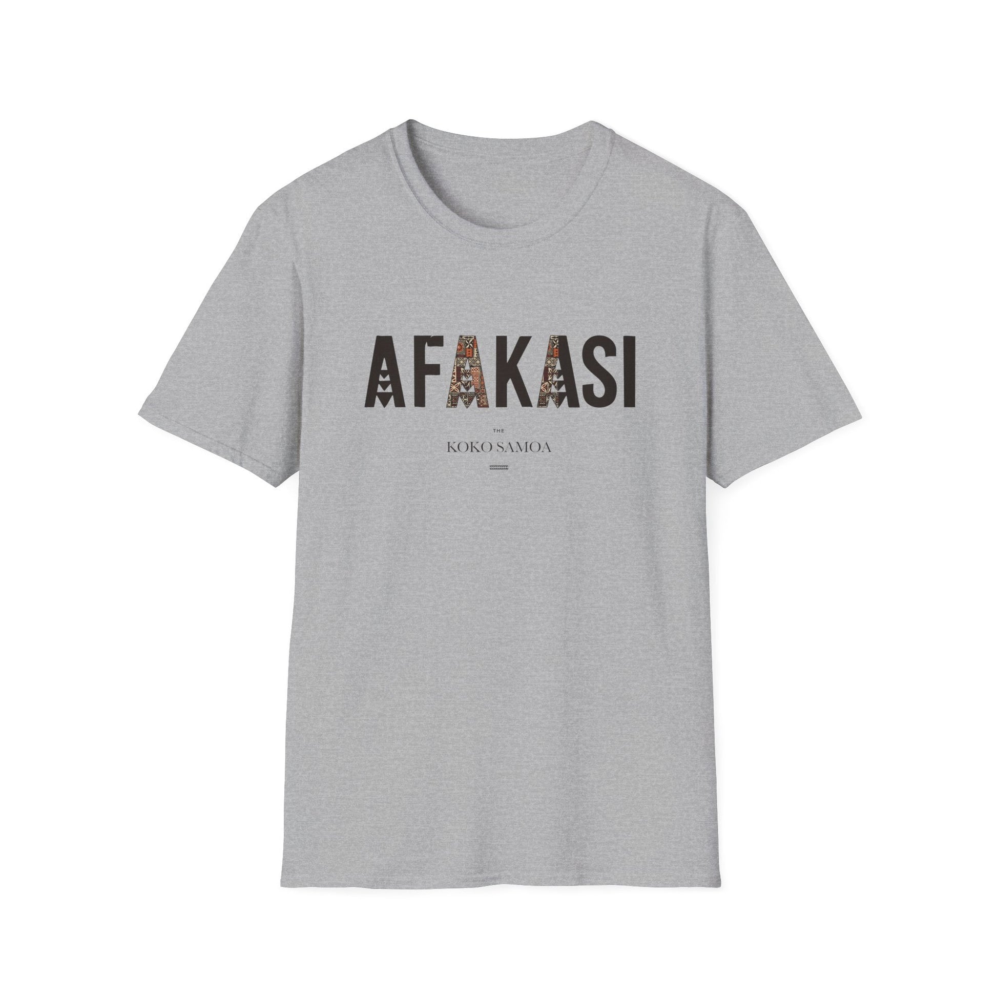 Charcoal unisex soft tee from The Print Bar featuring the Afakasi design, casual fit ideal for AU/NZ styles.