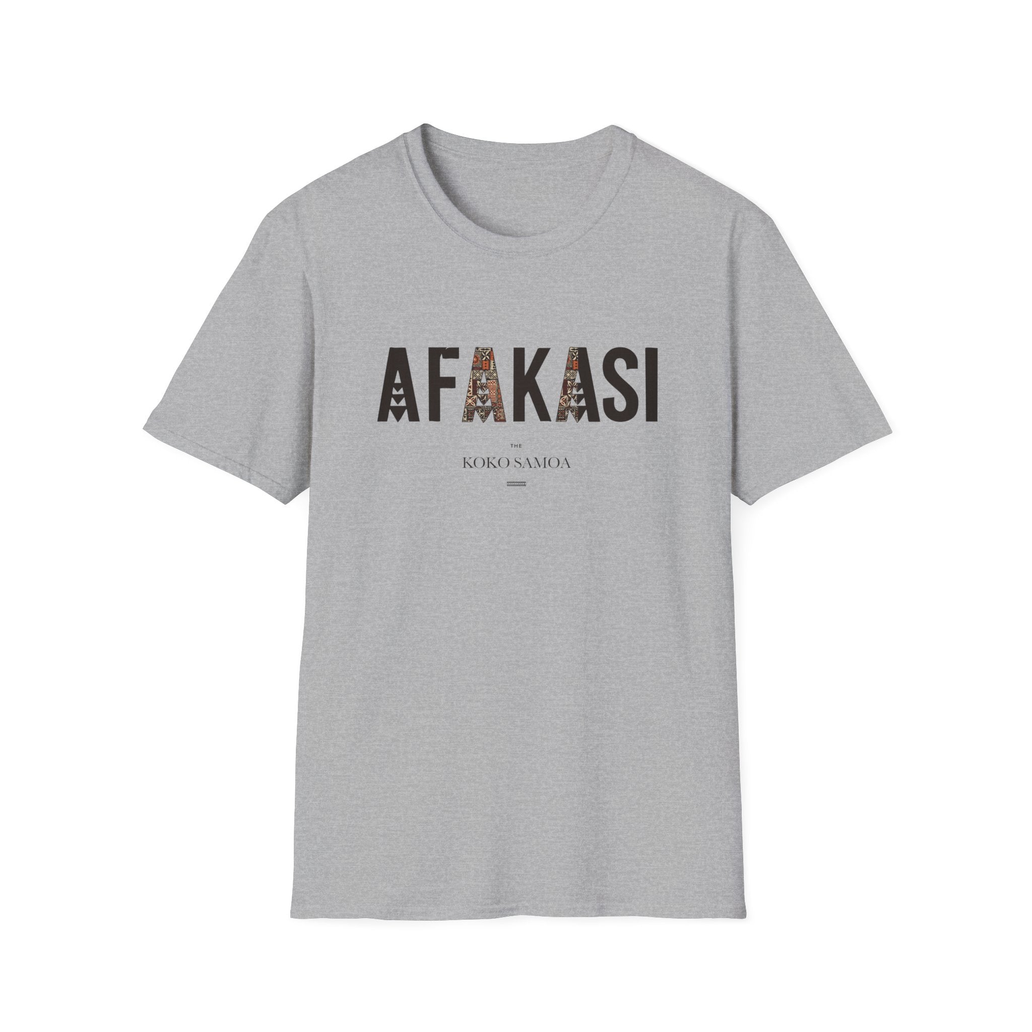 Charcoal unisex soft tee from The Print Bar featuring the Afakasi design, casual fit ideal for AU/NZ styles.