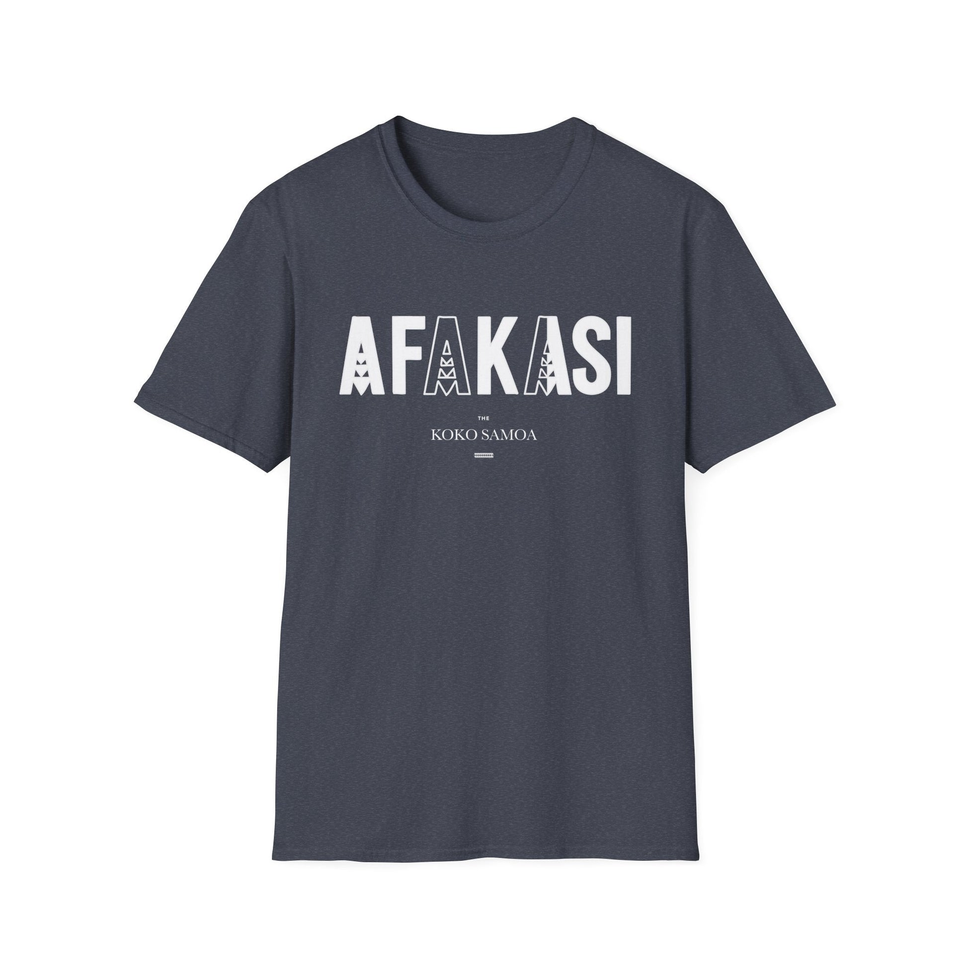 Charcoal unisex soft tee from The Print Bar featuring the Afakasi design, comfortable casual T-shirt for men and women.