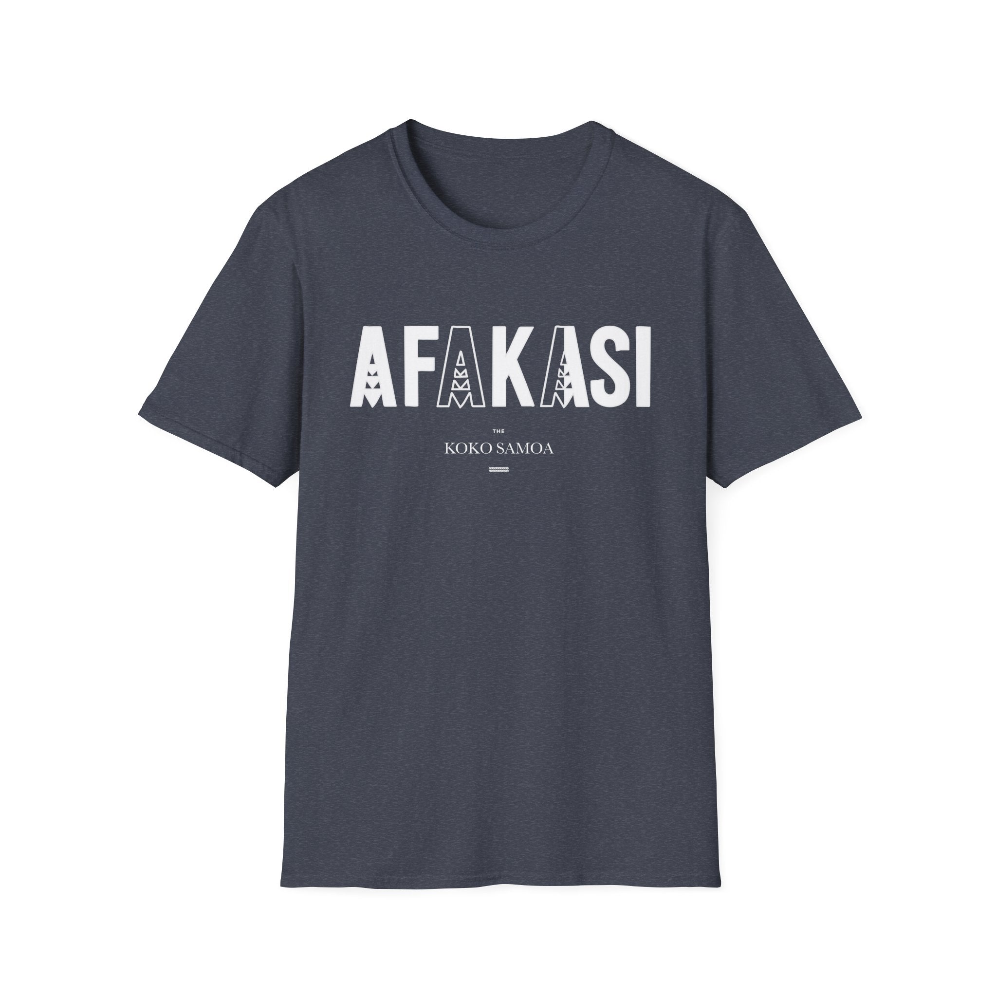 Charcoal unisex soft tee from The Print Bar featuring the Afakasi design, comfortable casual T-shirt for men and women.