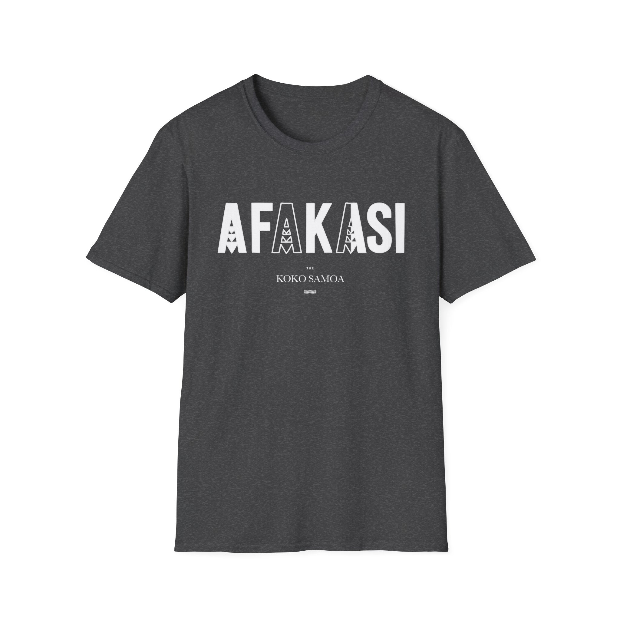 Charcoal soft unisex tee from The Print Bar featuring the Afakasi design, casual fit perfect for everyday wear.