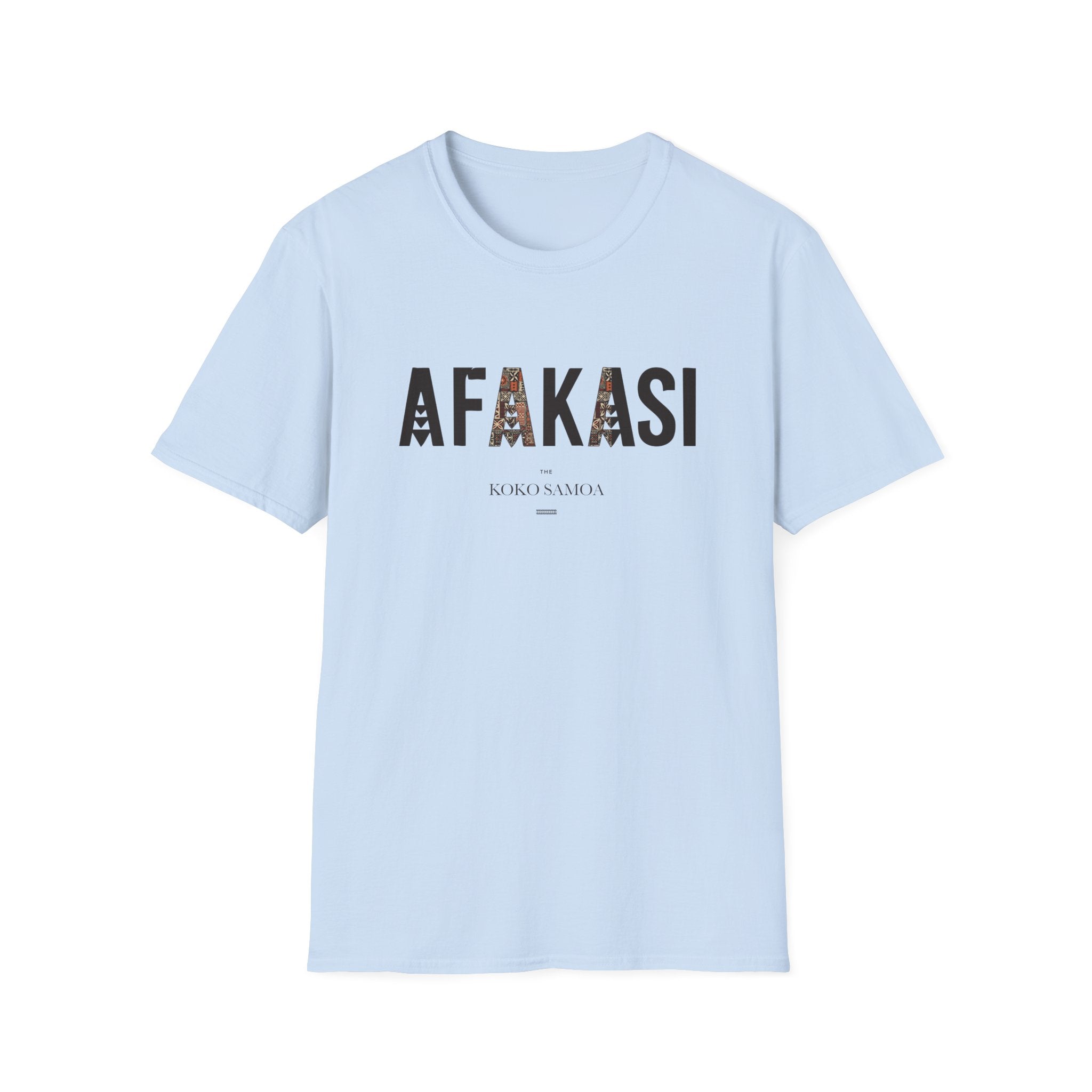 Charcoal soft unisex tee featuring the Afakasi design, casual fit, perfect for everyday wear in AU/NZ.