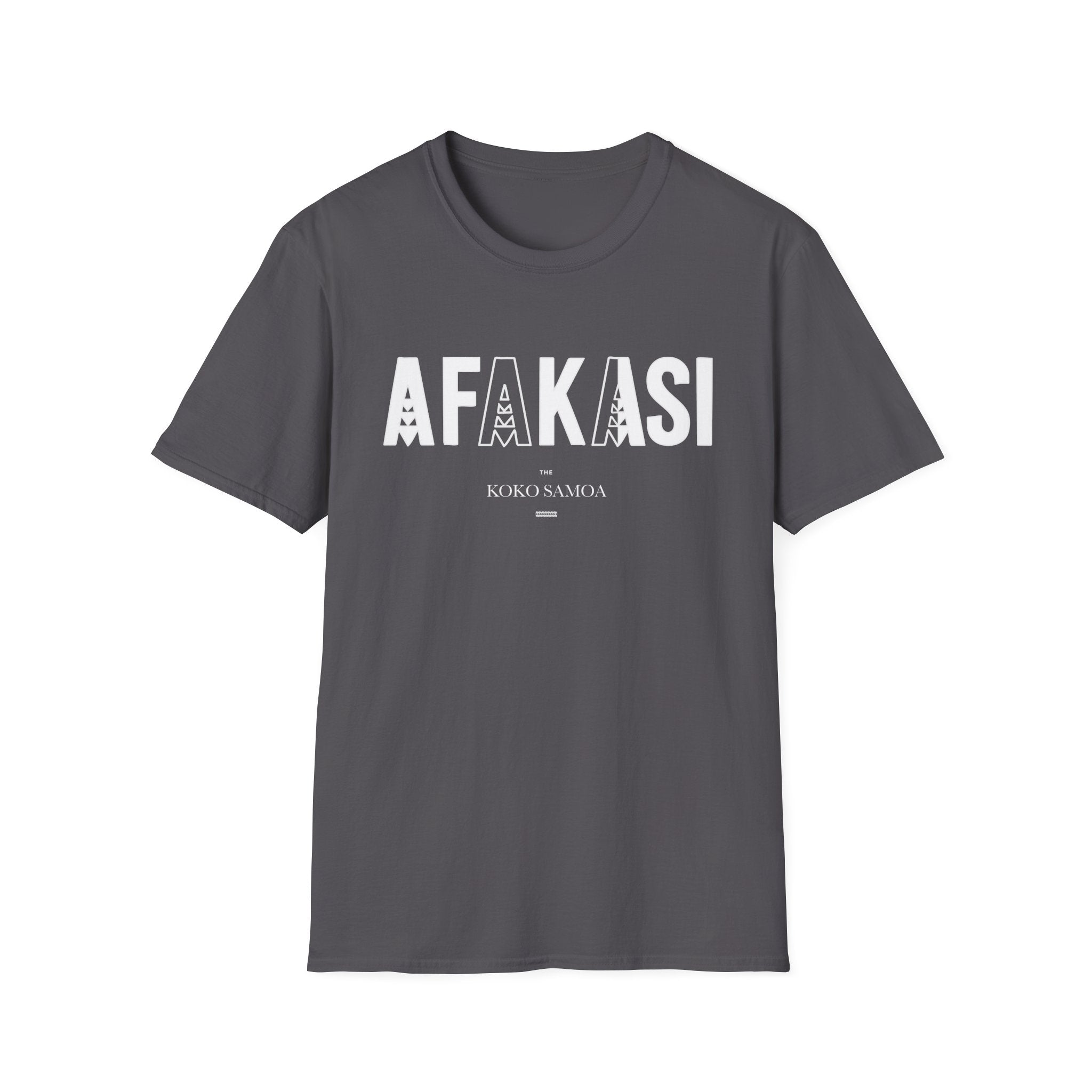 Charcoal soft unisex tee from The Print Bar featuring the Afakasi design, ideal for casual wear in AU/NZ.