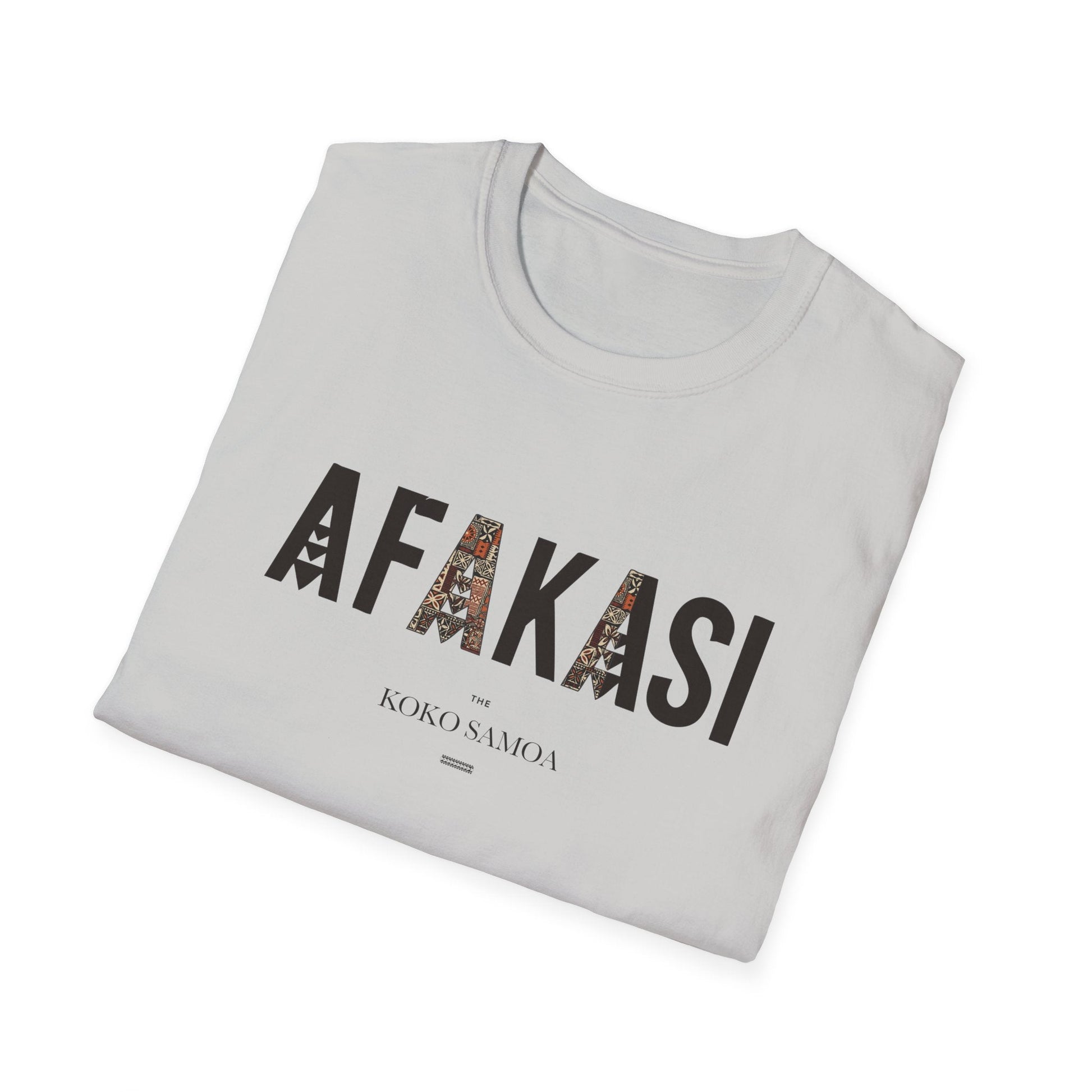 Charcoal soft unisex tee by The Print Bar featuring Afakasi design, casual fit, perfect for everyday wear.