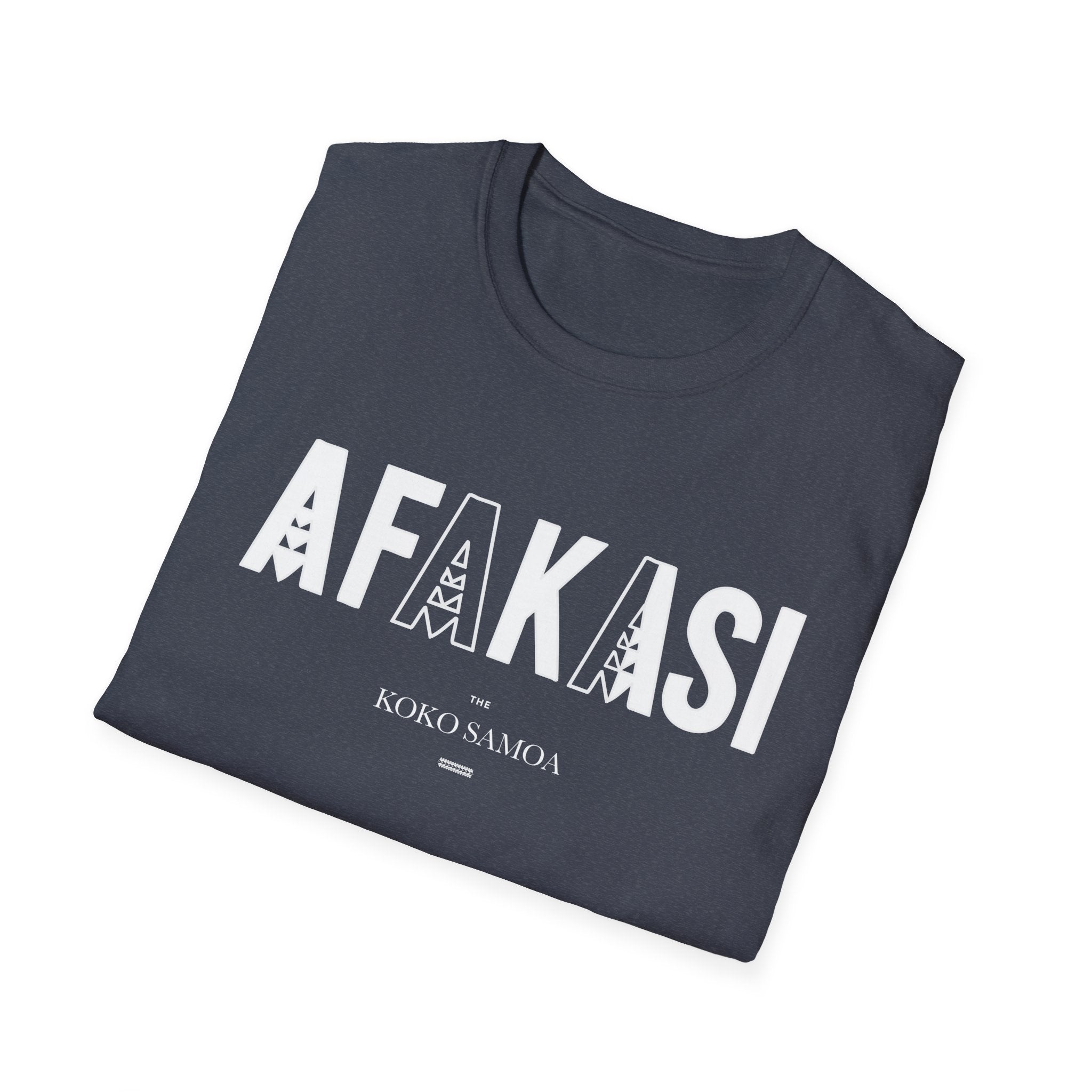 Charcoal soft unisex tee from The Print Bar featuring the Afakasi design, suitable for AU/NZ sizes, casual and comfortable.