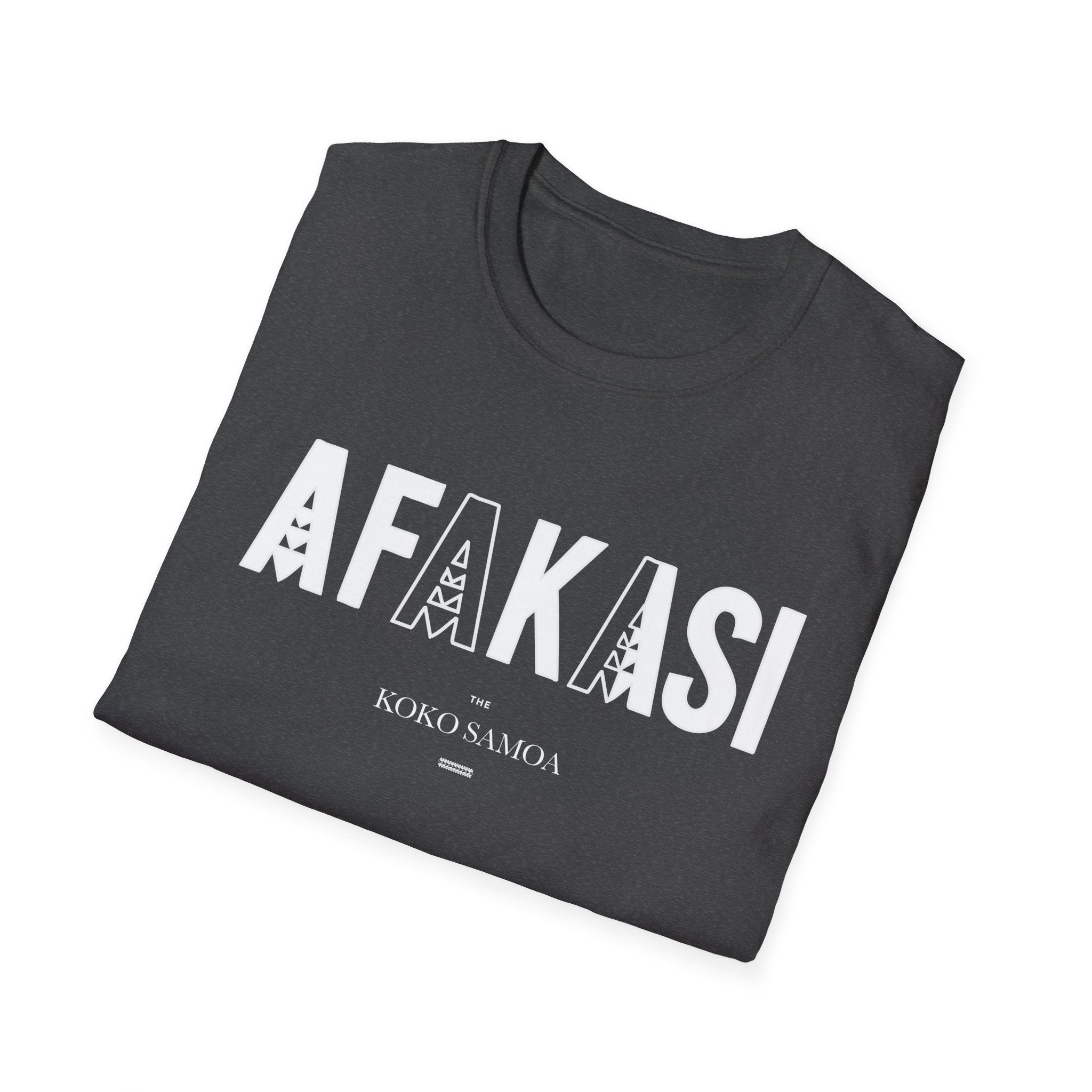 Charcoal soft unisex tee by The Print Bar featuring the Afakasi design, casual fit, suitable for AU/NZ sizing.