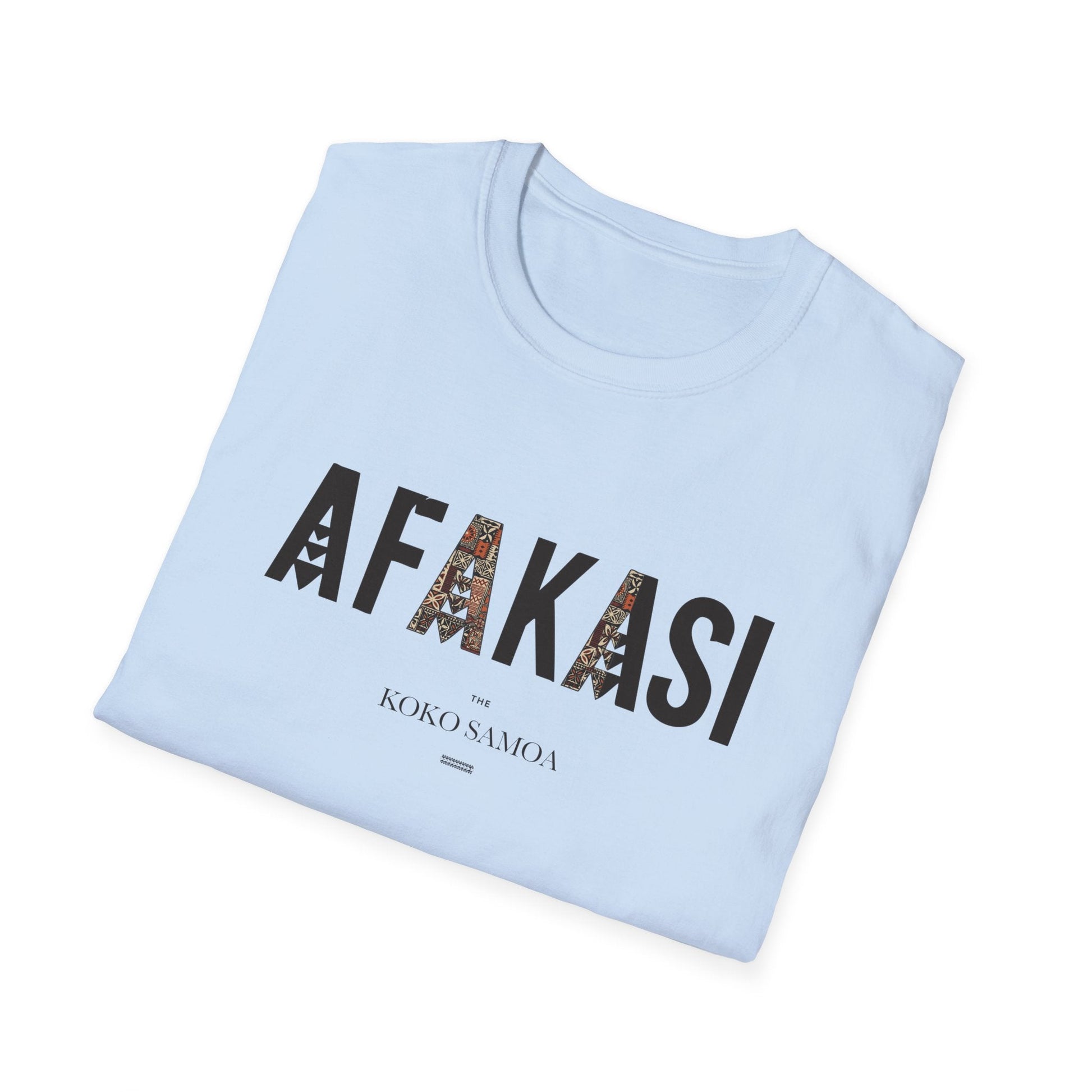 Charcoal soft unisex tee by The Print Bar featuring the Afakasi design, ideal for casual wear in AU/NZ.