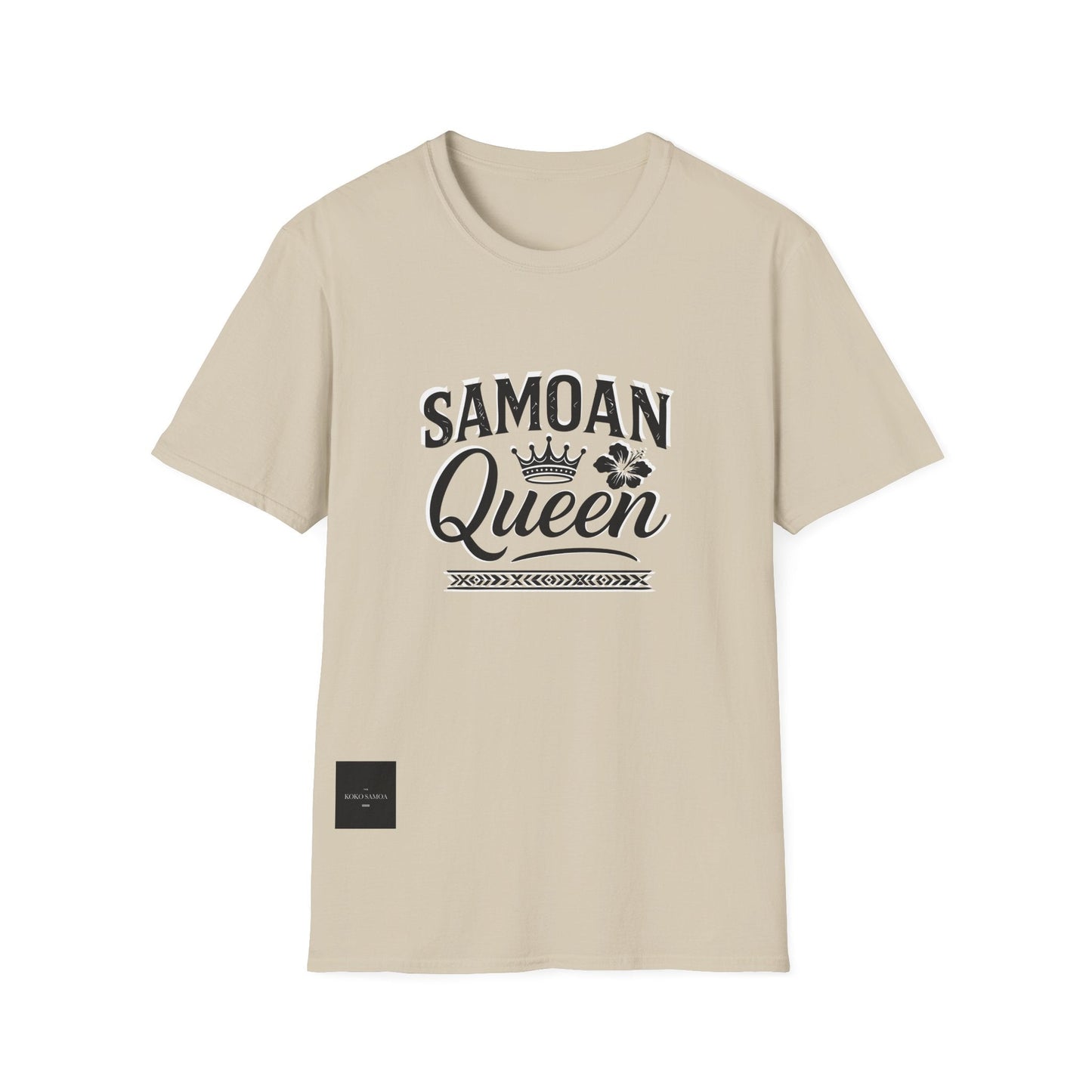 Charcoal soft unisex tee by The Print Bar featuring a Samoan Queen AU/NZ design, casual and comfortable fit.