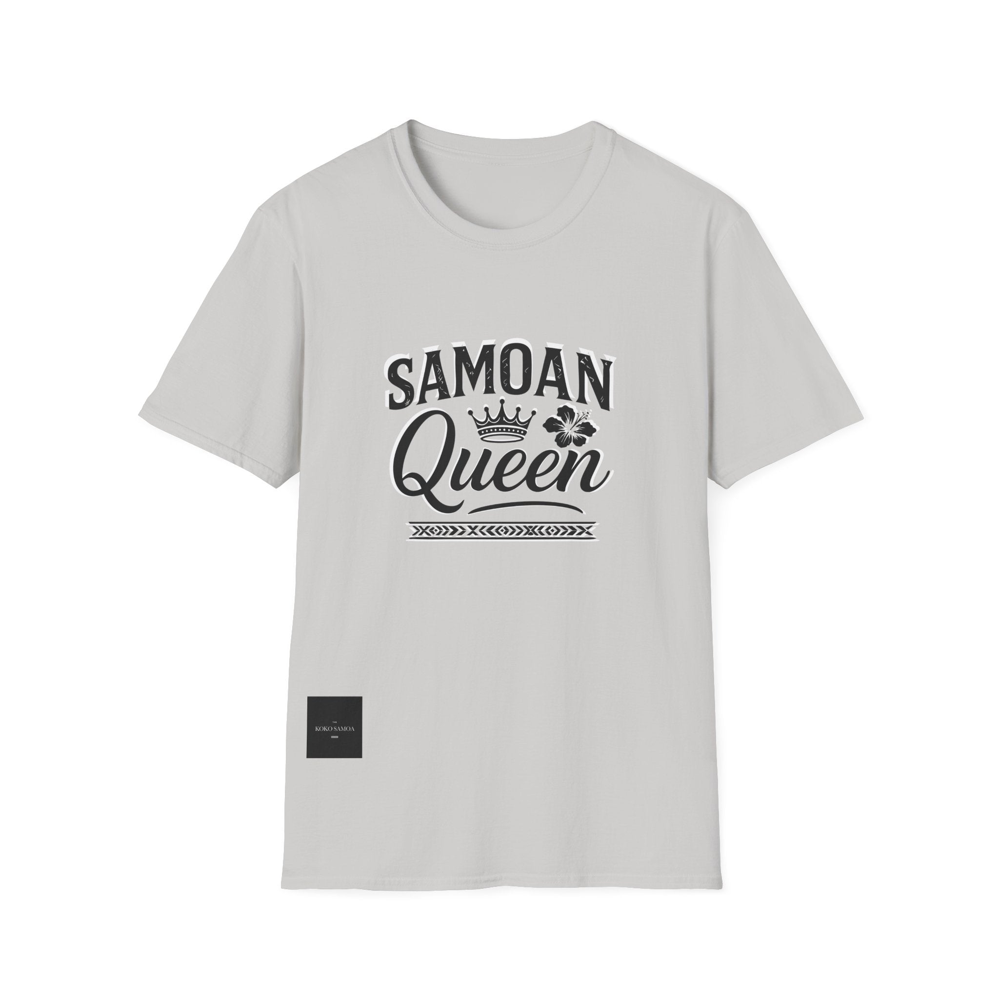 Charcoal soft unisex tee by The Print Bar featuring a Samoan Queen AU/NZ design, casual and comfortable unisex t-shirt.