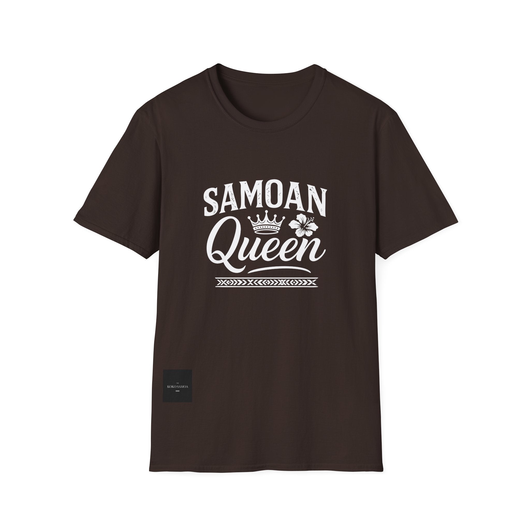 Charcoal unisex soft tee by The Print Bar featuring a Samoan Queen AU/NZ design, casual unisex T-shirt with comfortable fit.