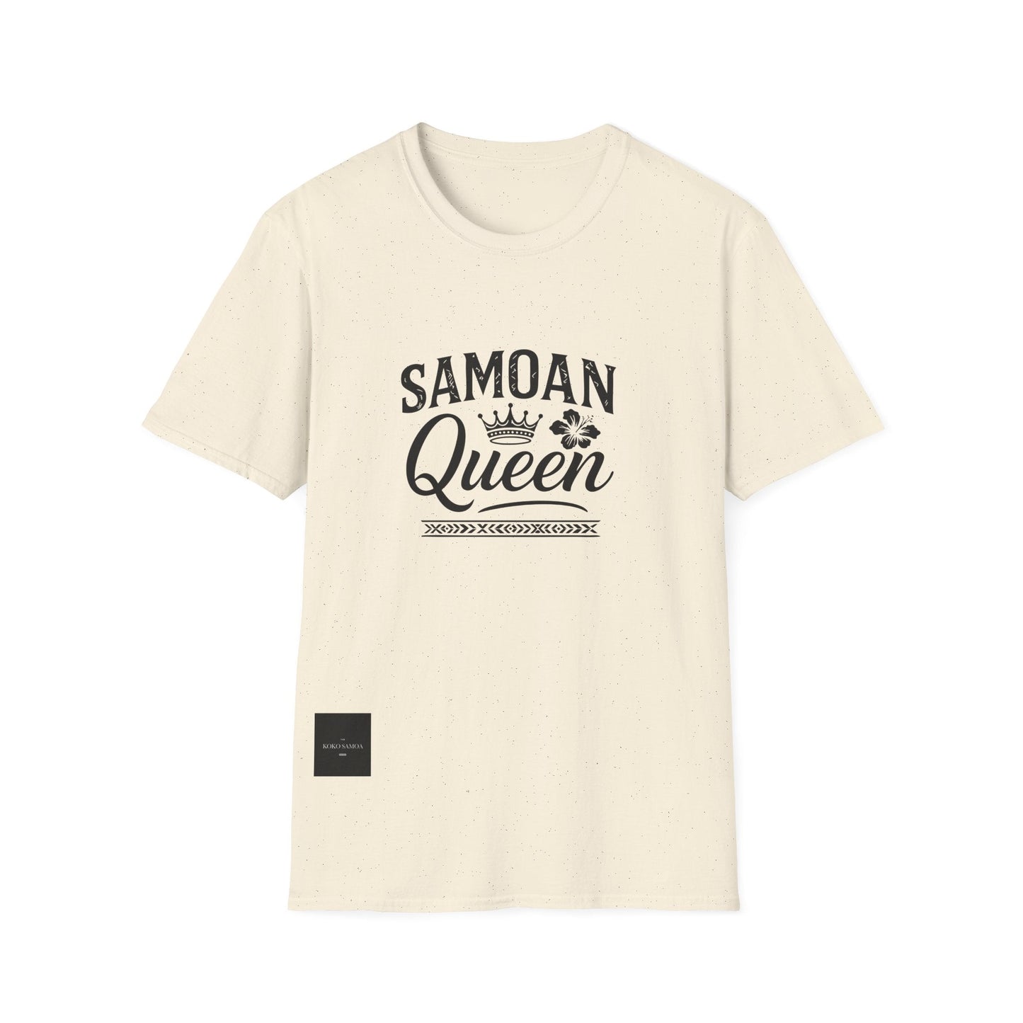 Charcoal soft unisex tee featuring Samoan Queen design by The Print Bar, perfect for casual wear and comfortable fit.