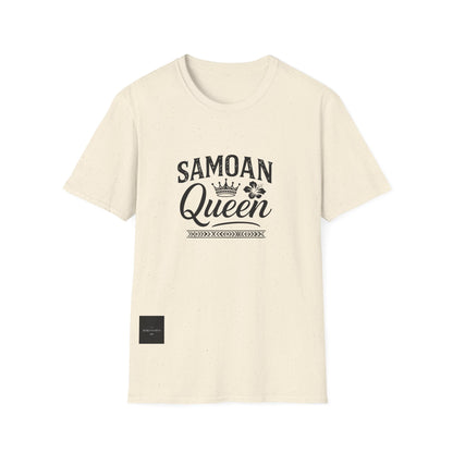 Charcoal soft unisex tee featuring Samoan Queen design by The Print Bar, perfect for casual wear and comfortable fit.