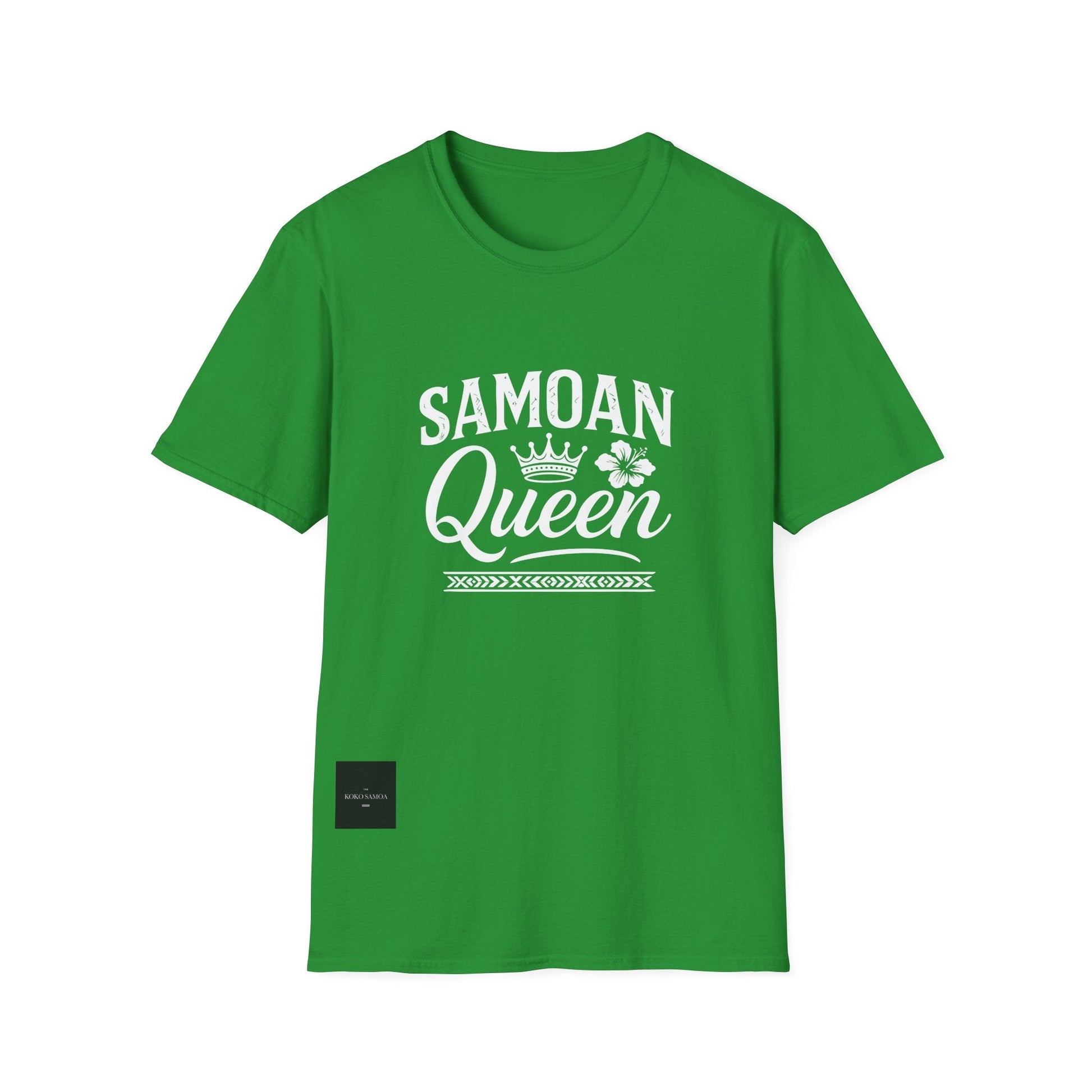 Charcoal soft unisex tee featuring a Samoan Queen design, by The Print Bar, ideal for casual wear in AU/NZ regions.