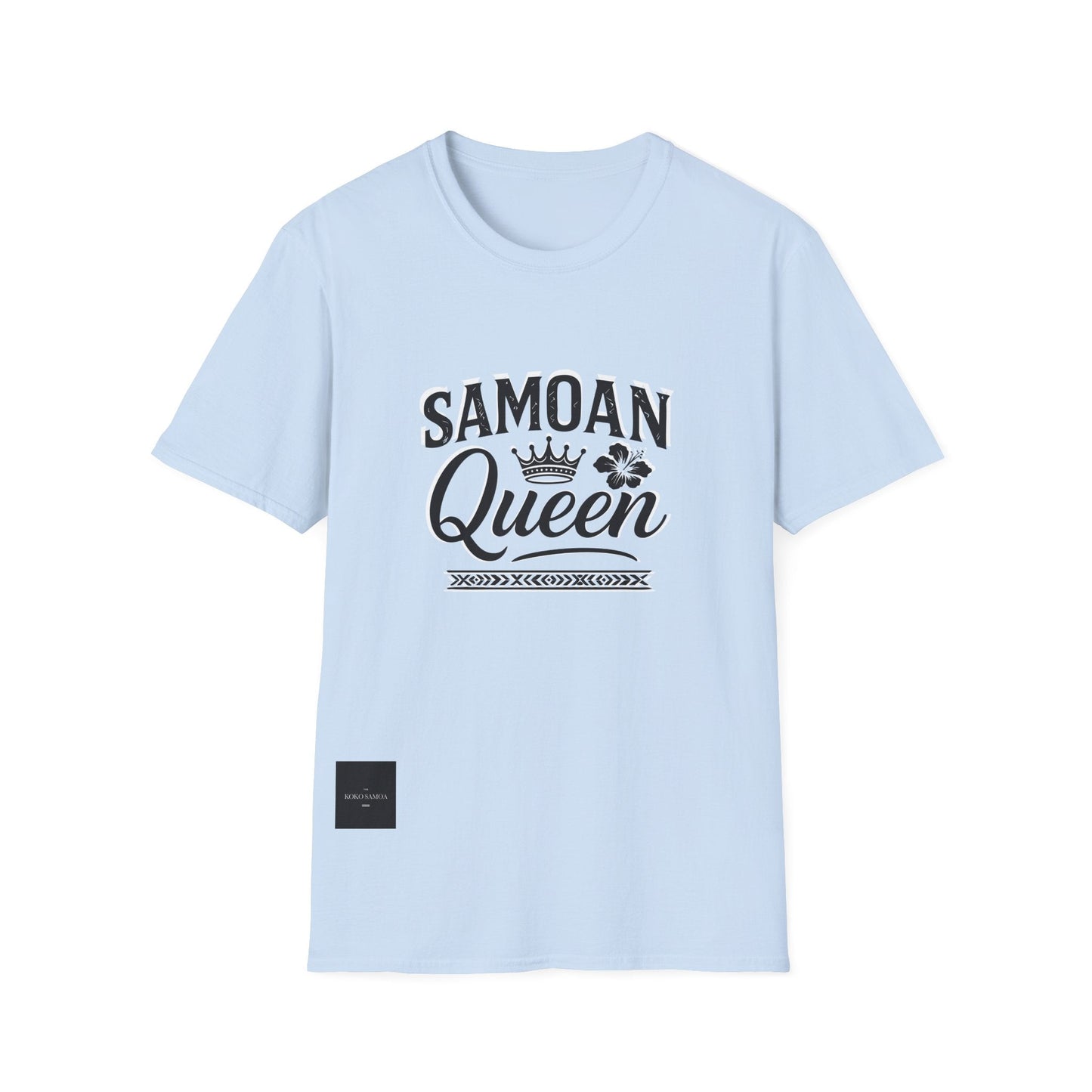 Charcoal soft unisex tee featuring Samoan Queen AU/NZ design from The Print Bar, casual and comfortable for everyday wear.