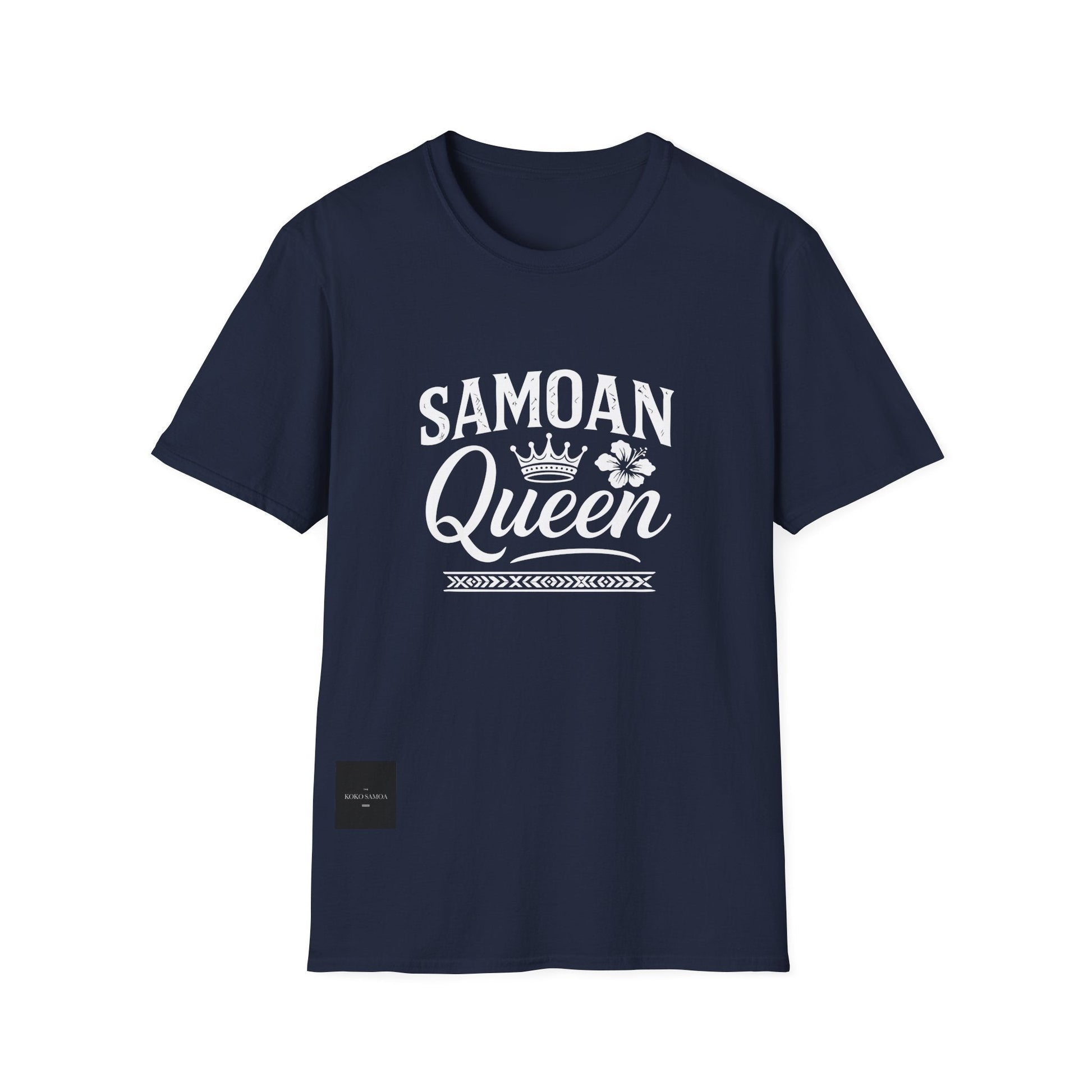 Charcoal soft unisex T-shirt by The Print Bar featuring a Samoan Queen AU/NZ design, casual and comfortable apparel.