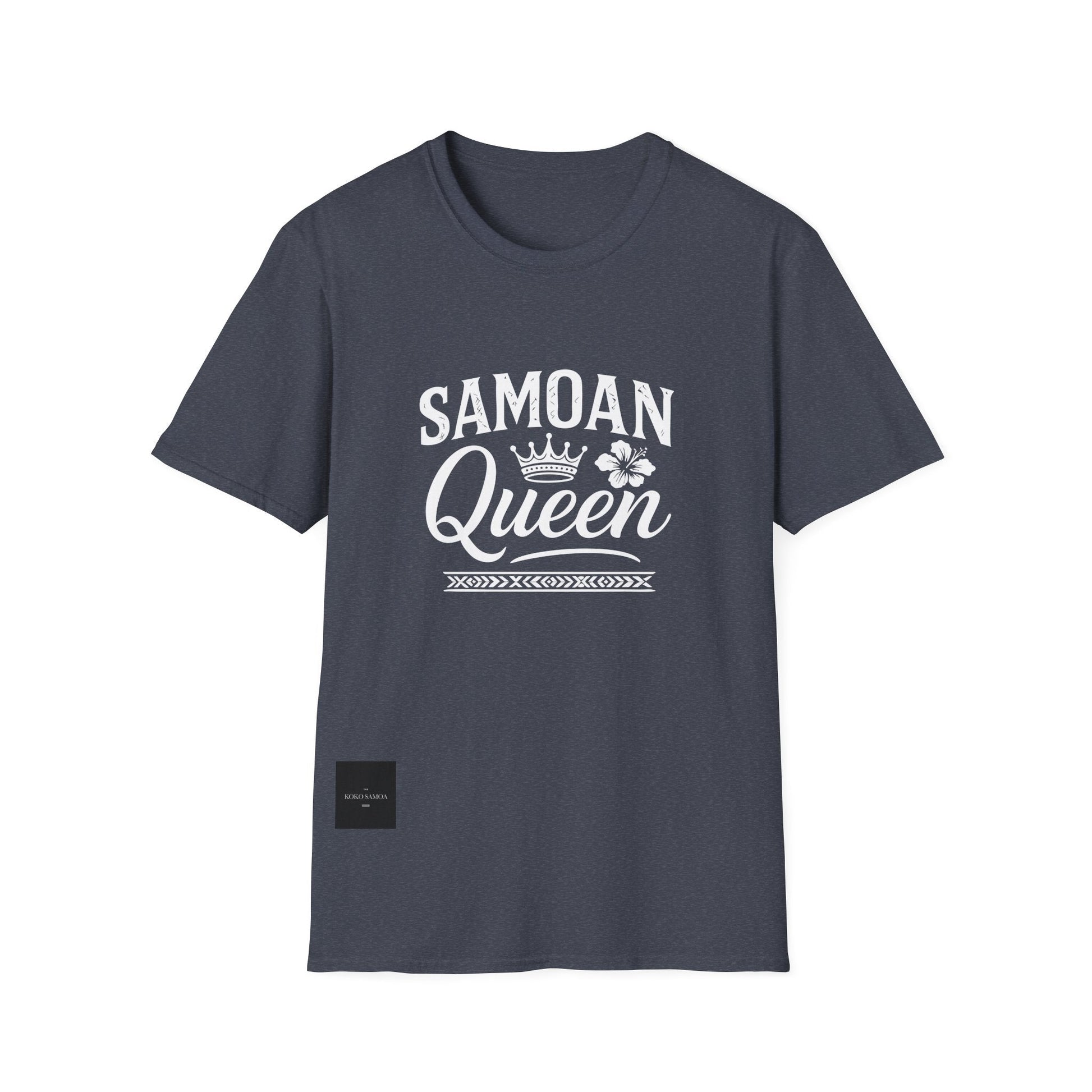 Charcoal soft unisex tee from The Print Bar featuring a Samoan Queen AU/NZ design, comfortable casual wear.